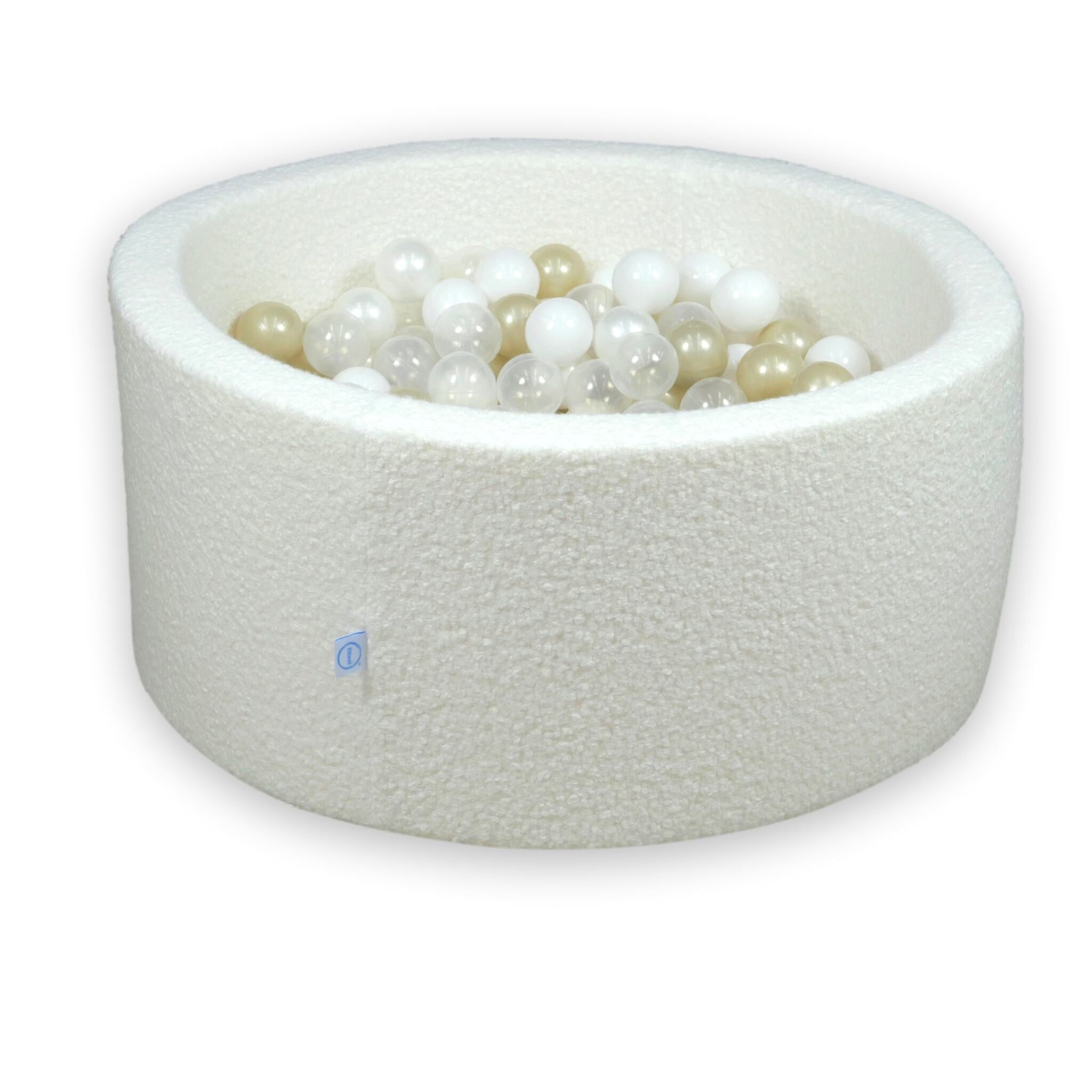 Ball pit with balls 90 × 40 cm bouclé white with 300 balls
