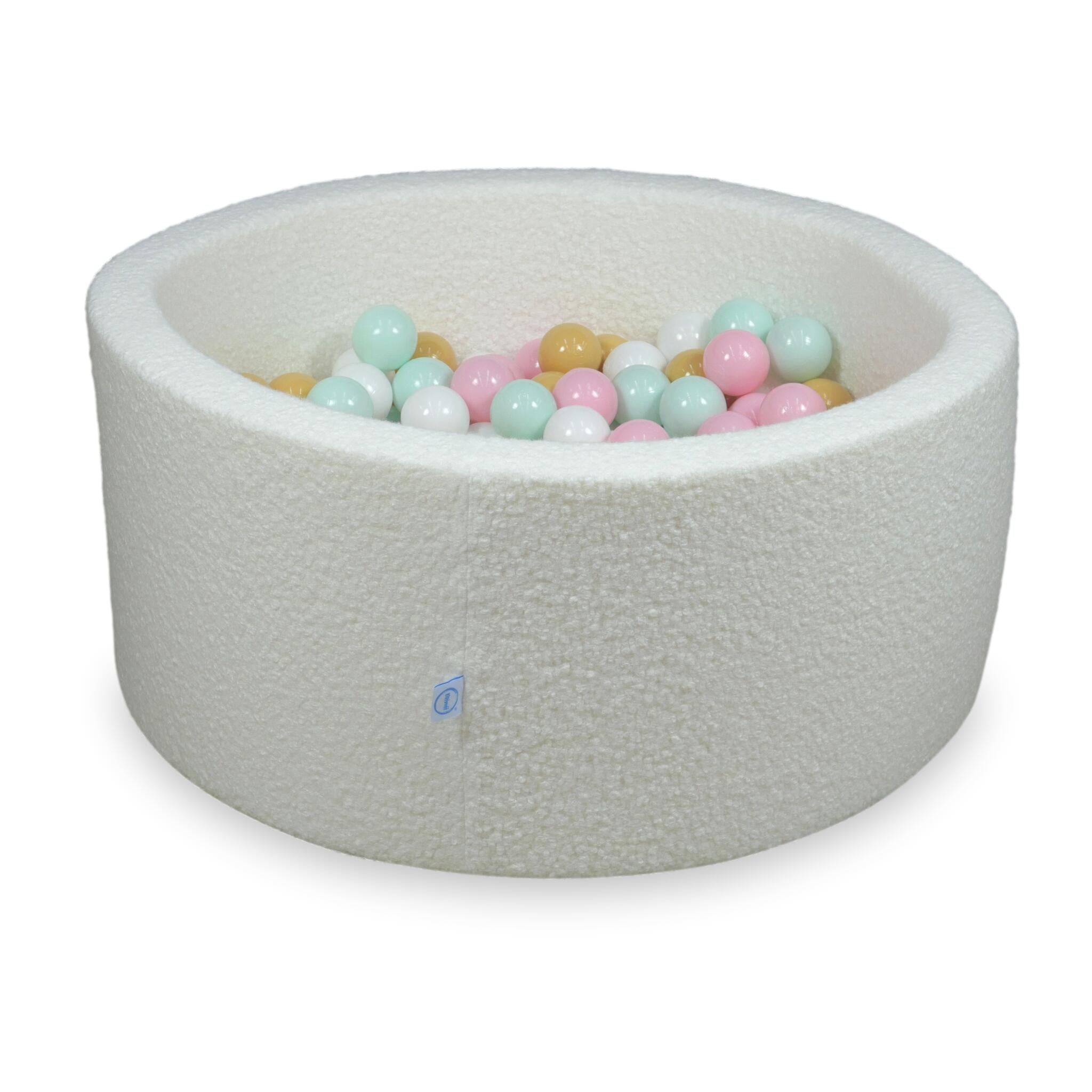 Ball pit with balls 90 × 40 cm bouclé white with 300 balls