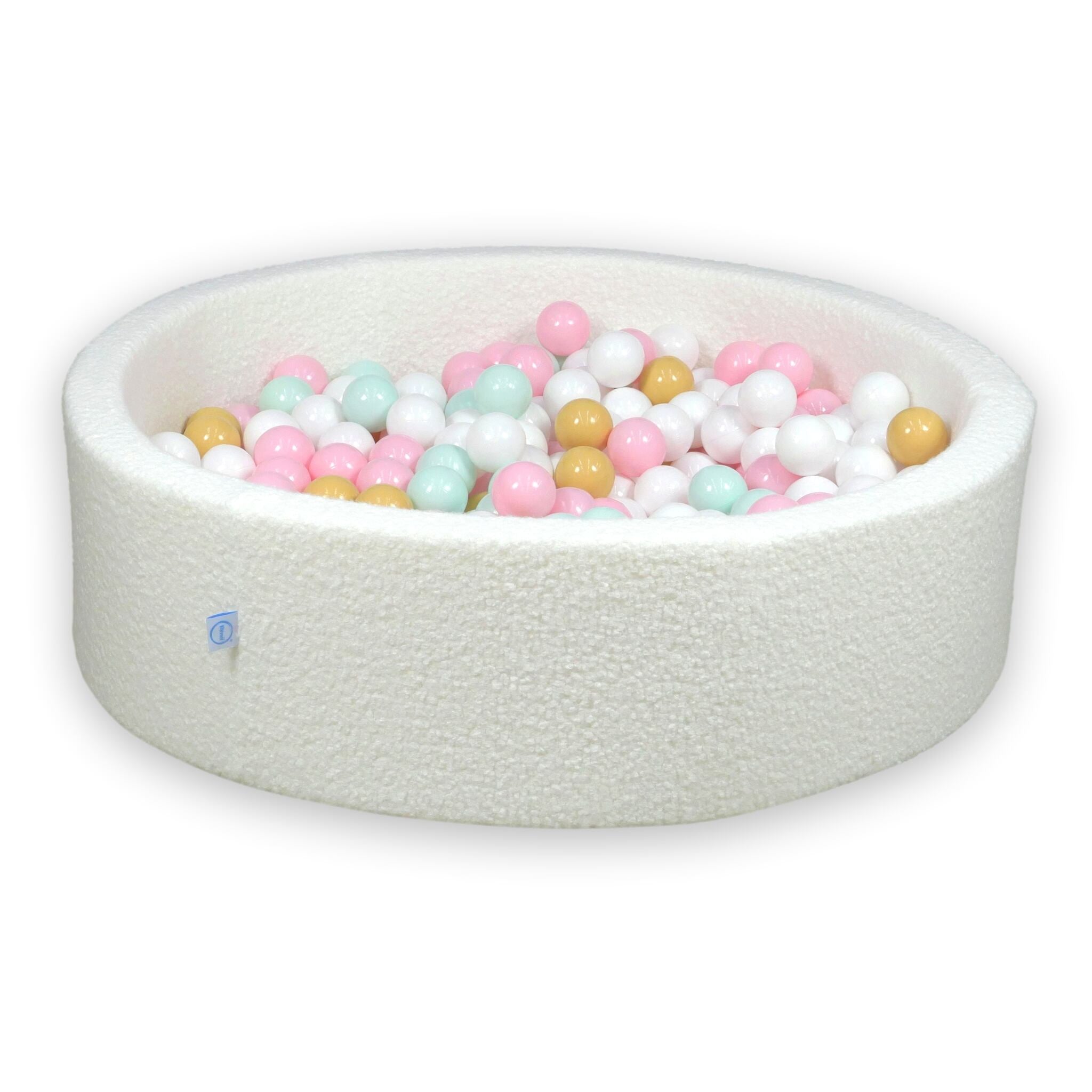 Ball pit with balls 110 × 30 cm bouclé white with 400 balls