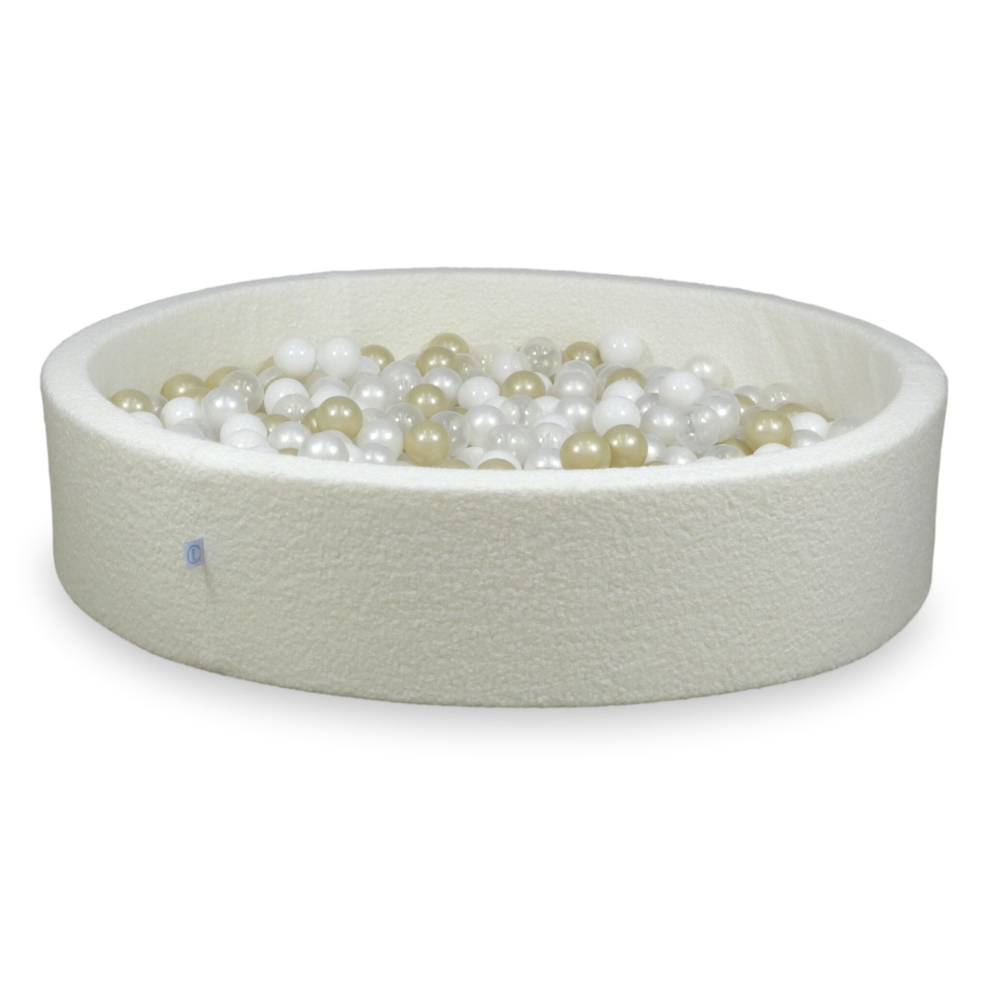 Ball pit with balls 130 × 30 cm bouclé white with 600 balls