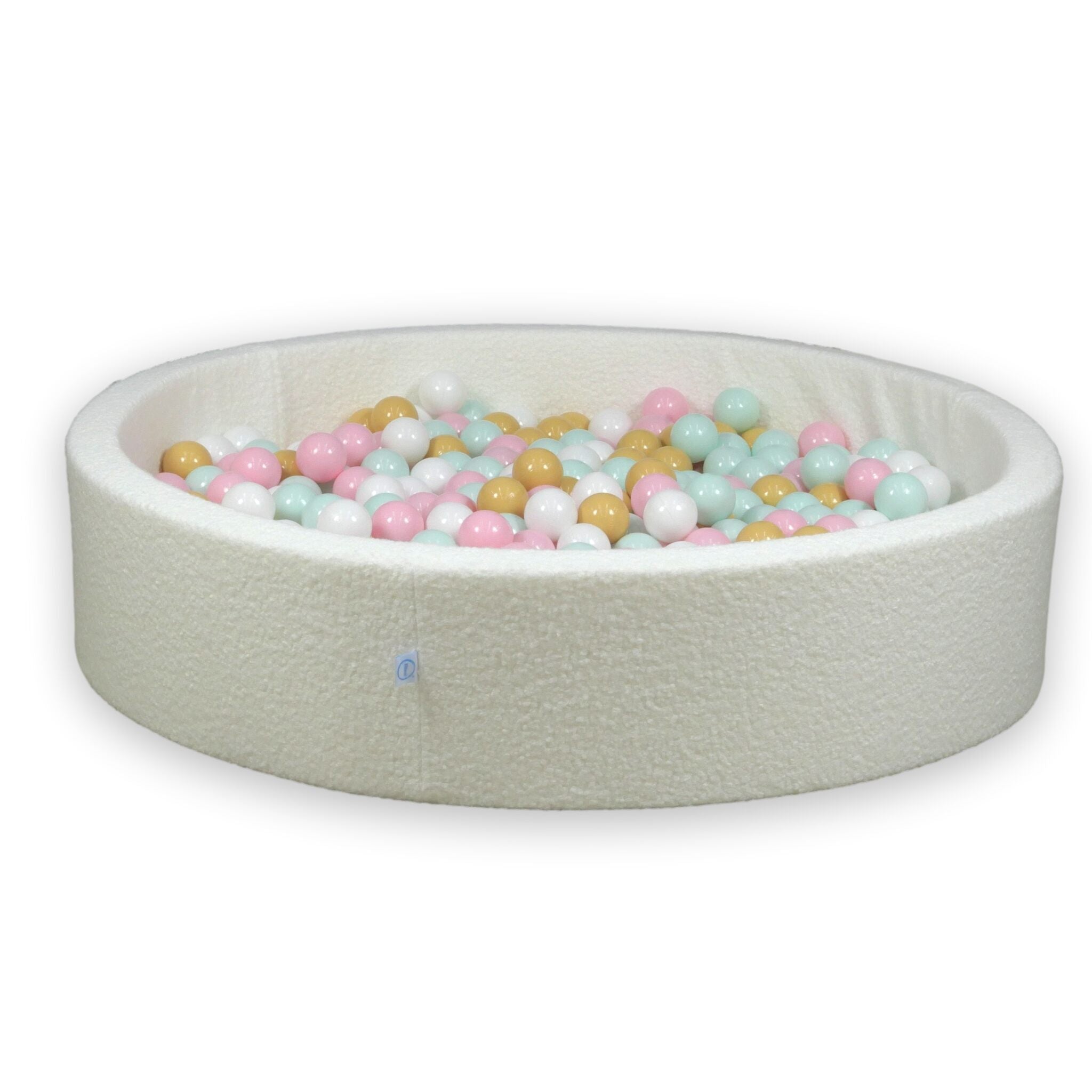 Ball pit with balls 130 × 30 cm bouclé white with 600 balls