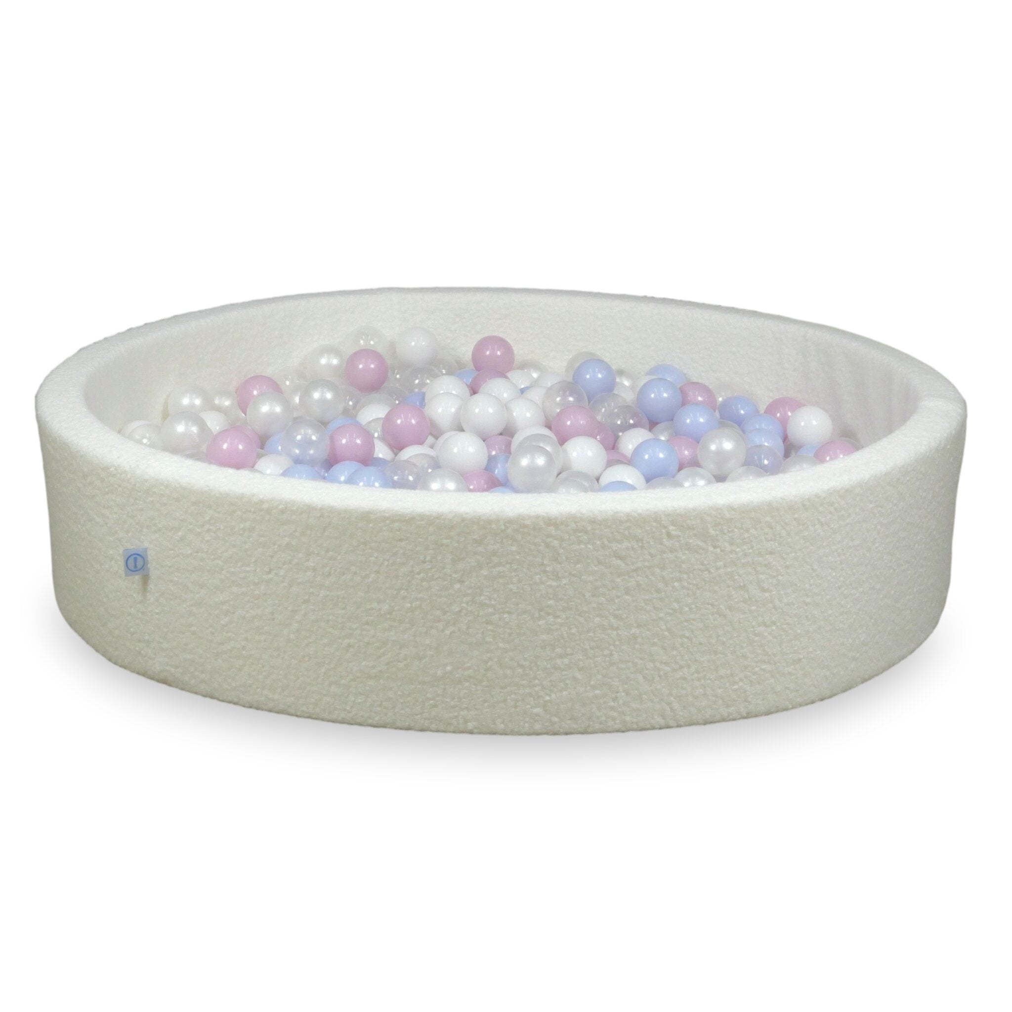Ball pit with balls 130 × 30 cm bouclé white with 600 balls