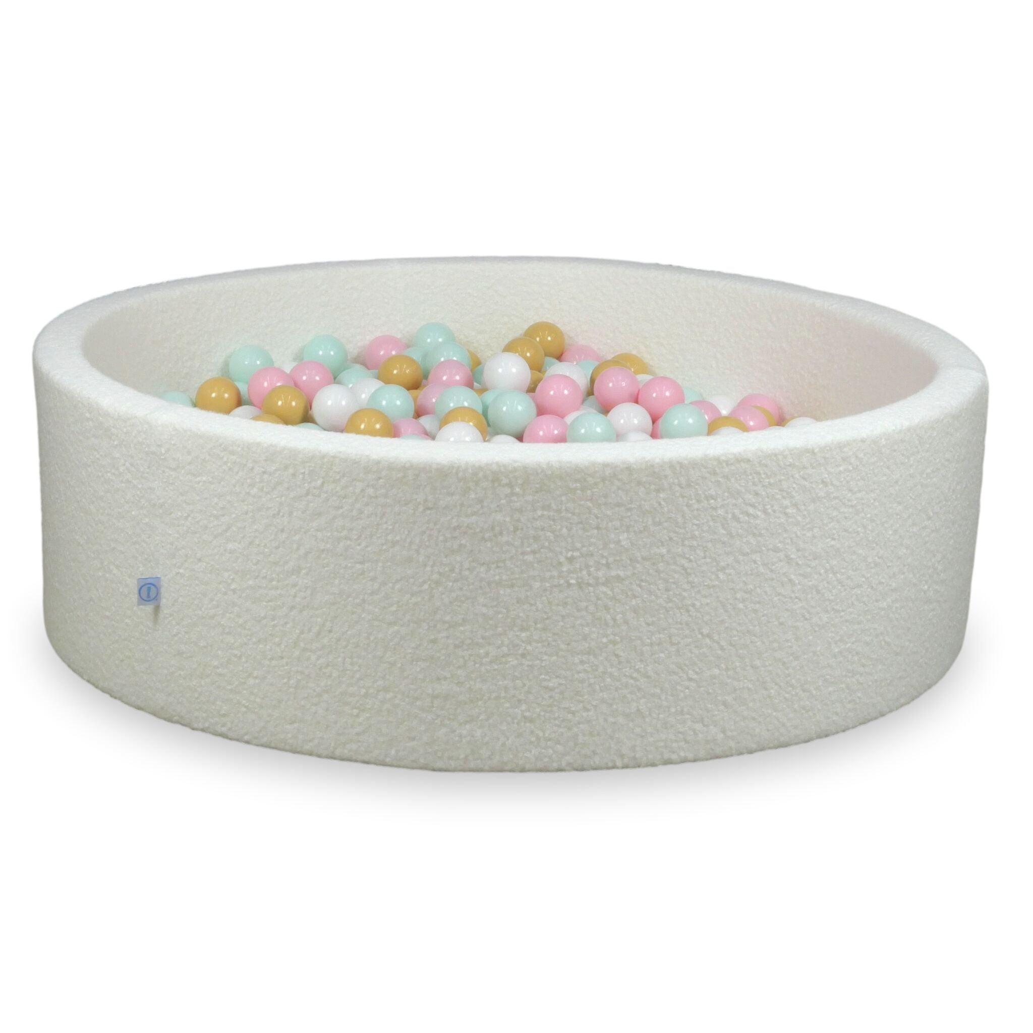 Ball pit with balls 130 × 40 cm bouclé white with 700 balls