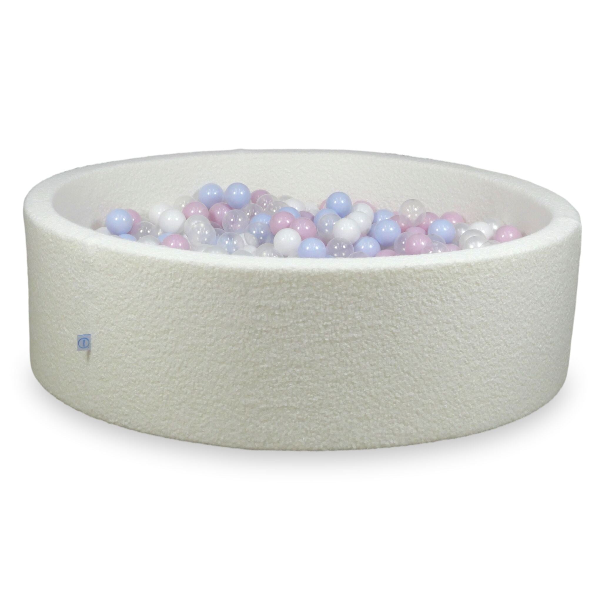 Ball pit with balls 130 × 40 cm bouclé white with 700 balls