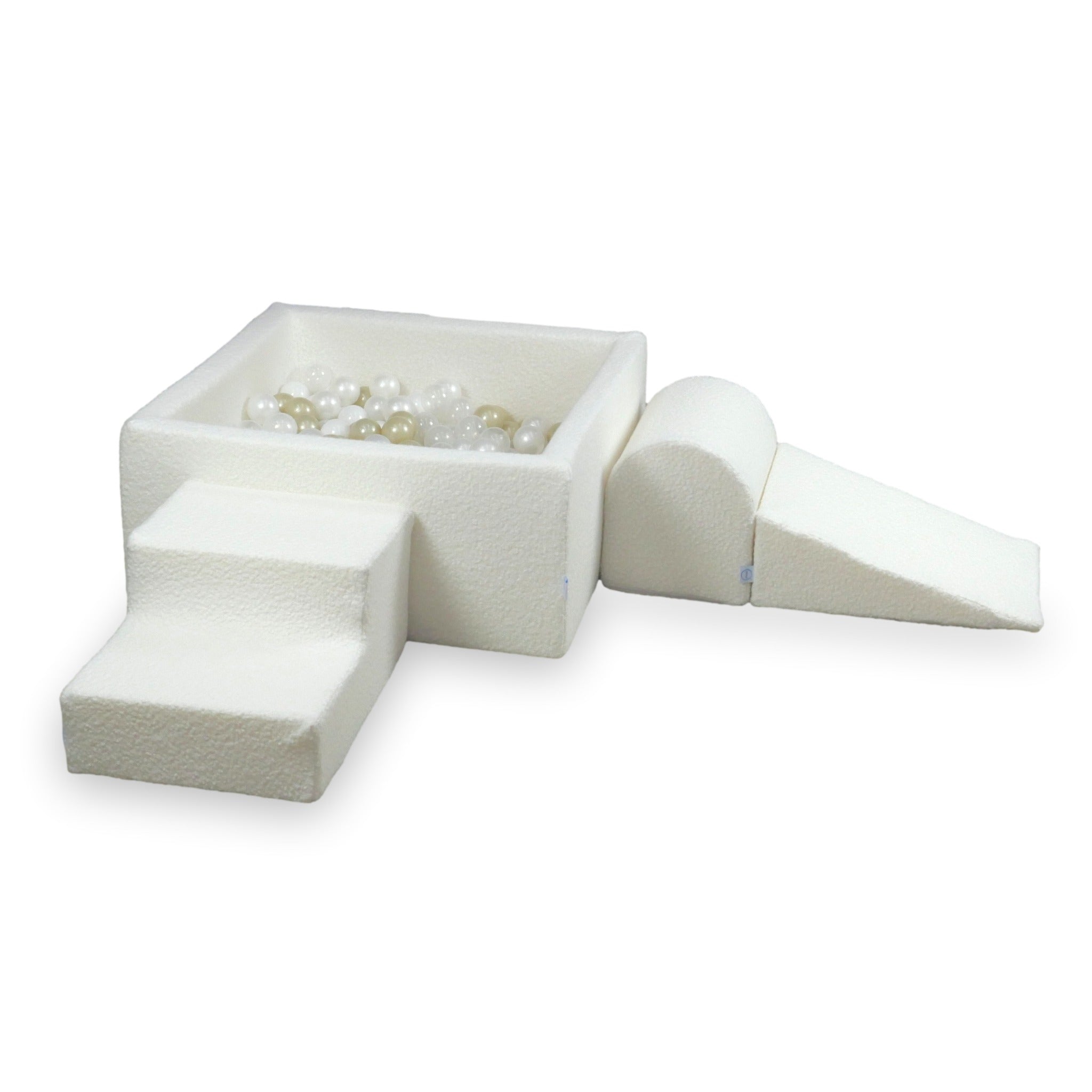 Foam play set with square ball pit bouclé white + 400 balls