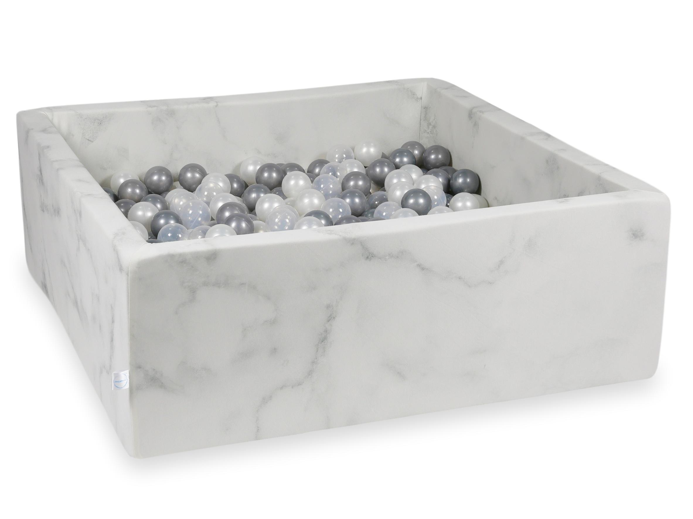 Square ball pit with balls 110 × 110 × 40 cm velvet + 600 balls