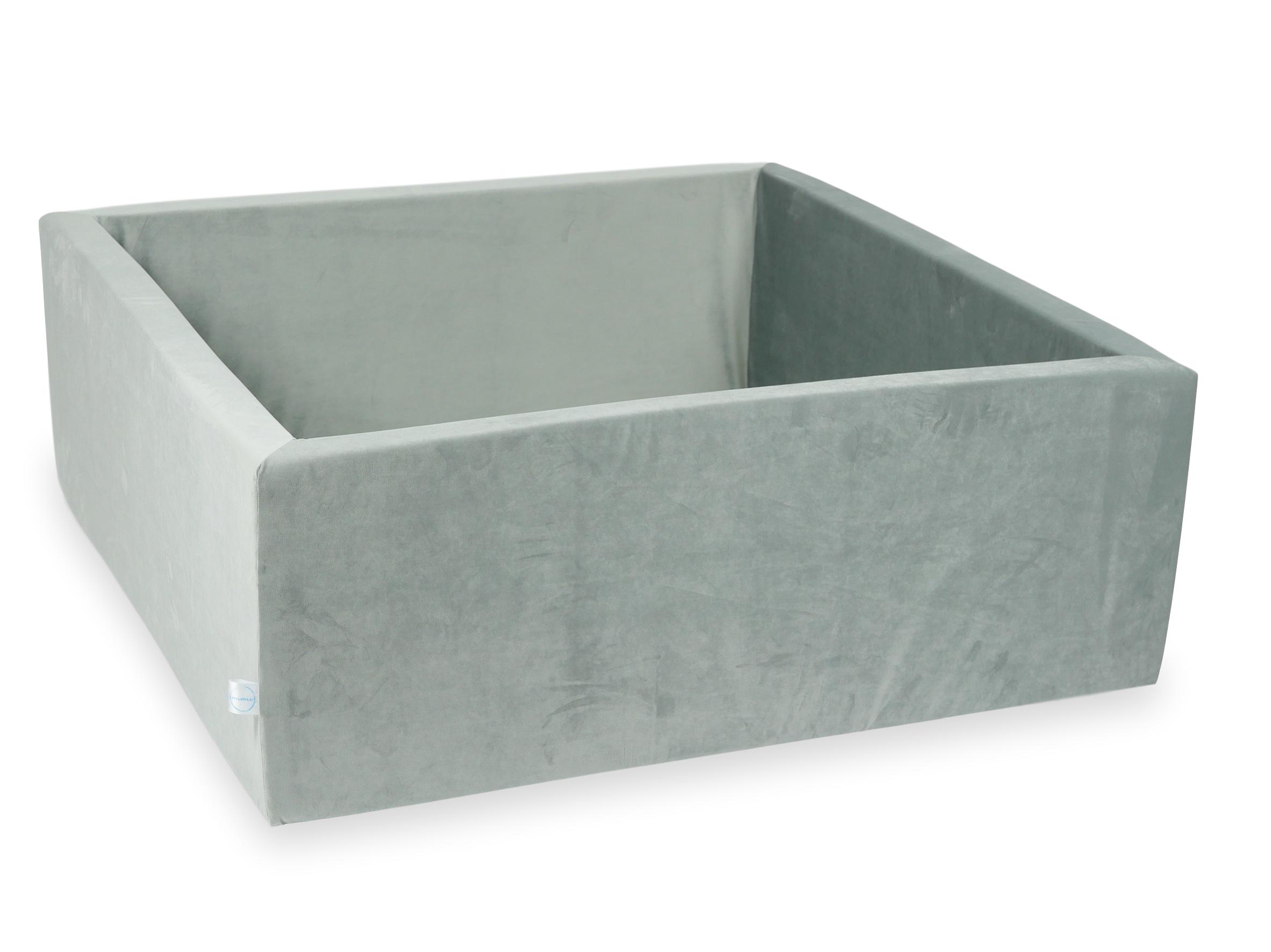 Square ball pit 110 × 110 × 40 cm velvet grey without balls