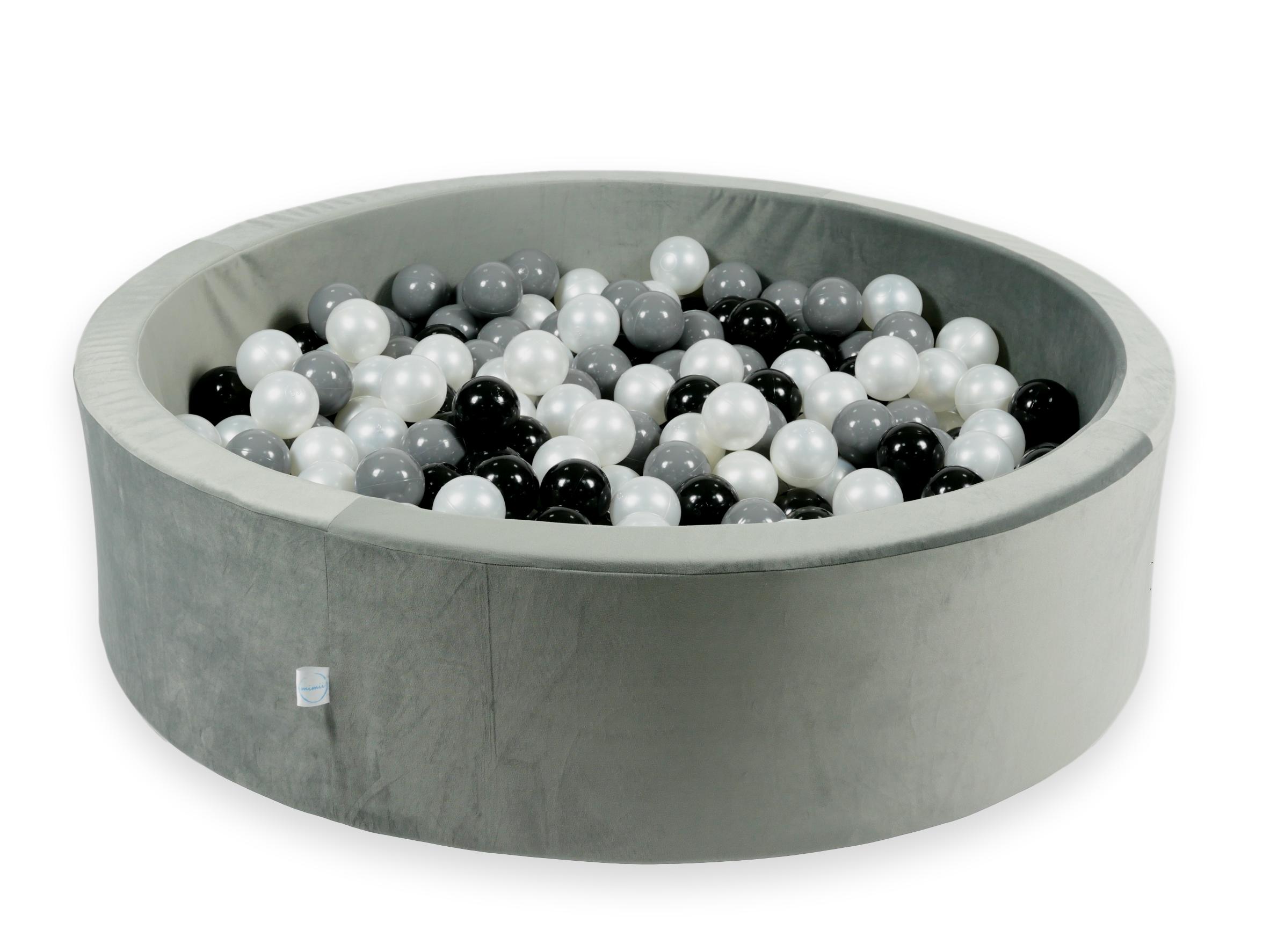 Ball pit with balls 110 × 30 cm velvet grey with 400 balls