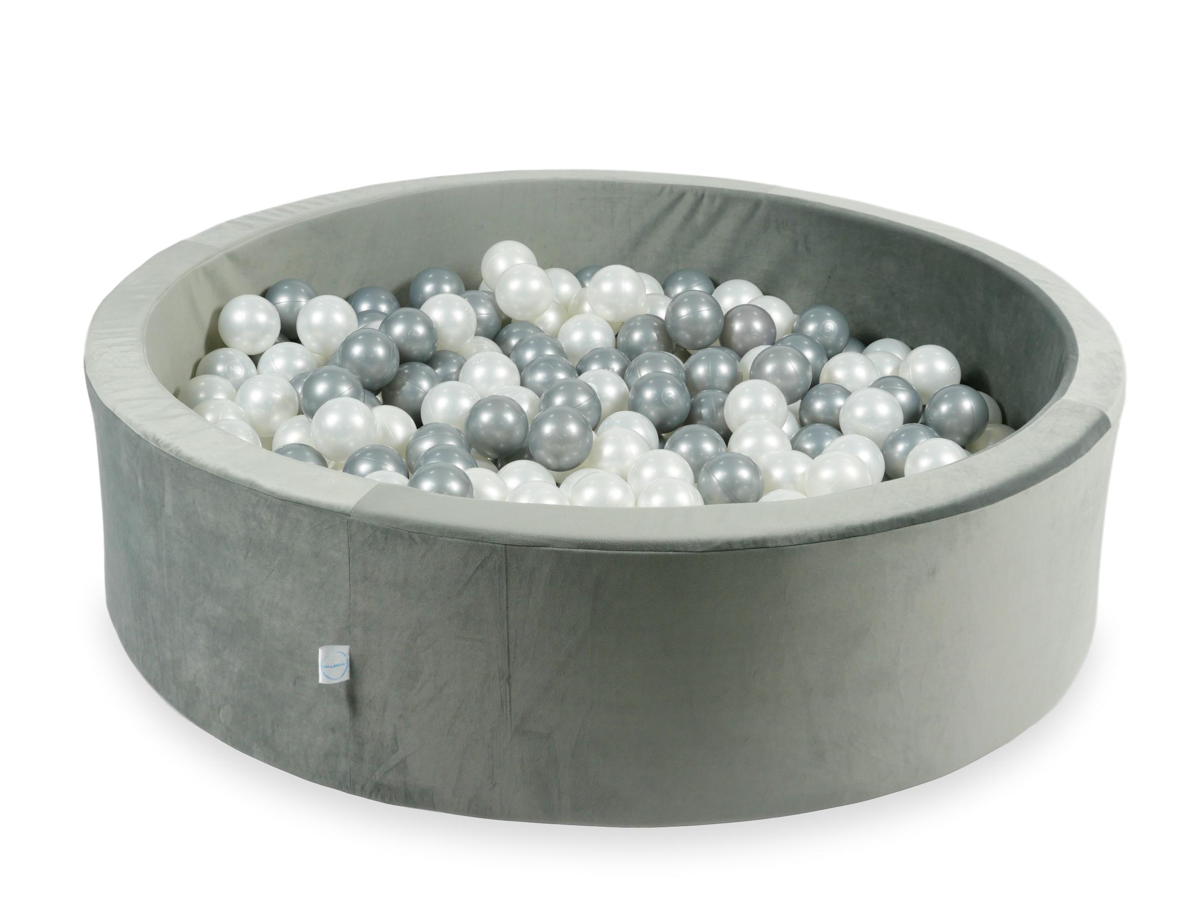 Ball pit with balls 110 × 30 cm velvet grey with 400 balls