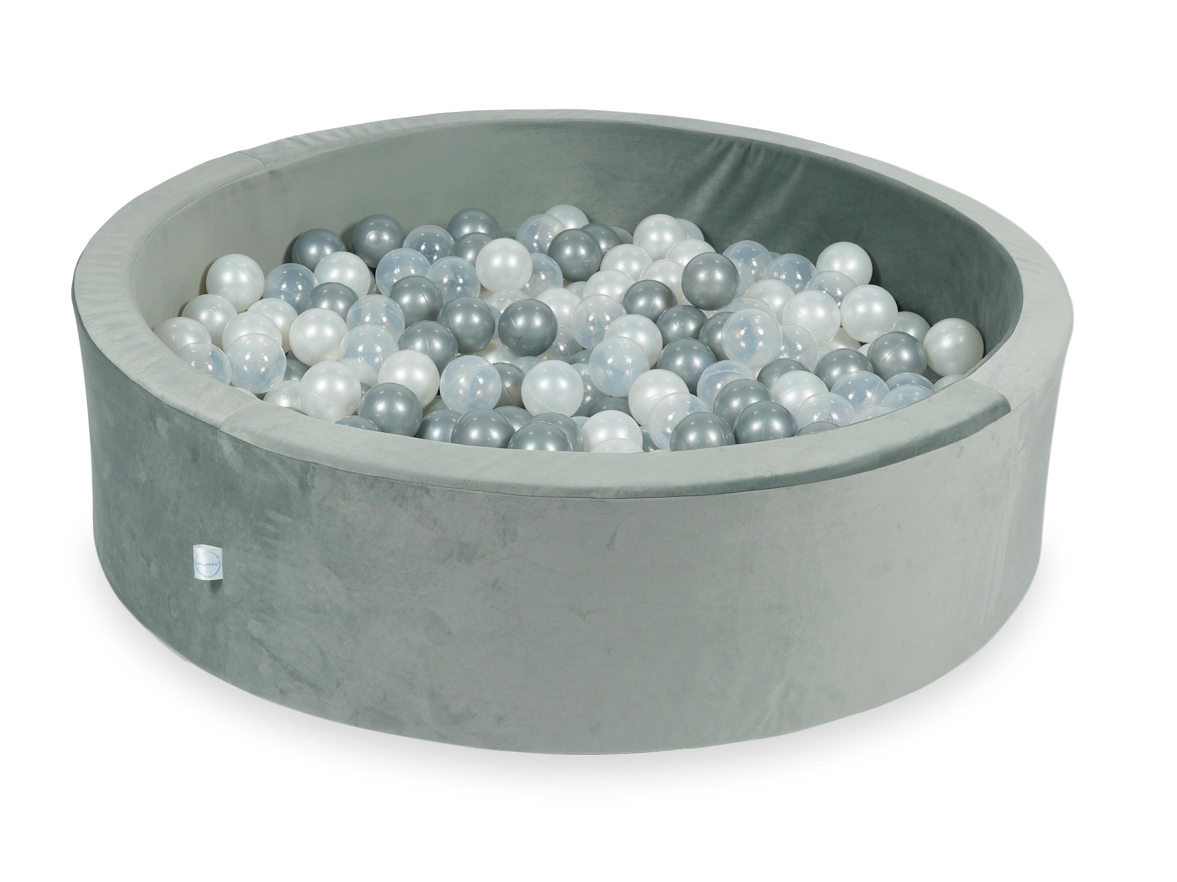Ball pit with balls 110 × 30 cm velvet grey with 400 balls