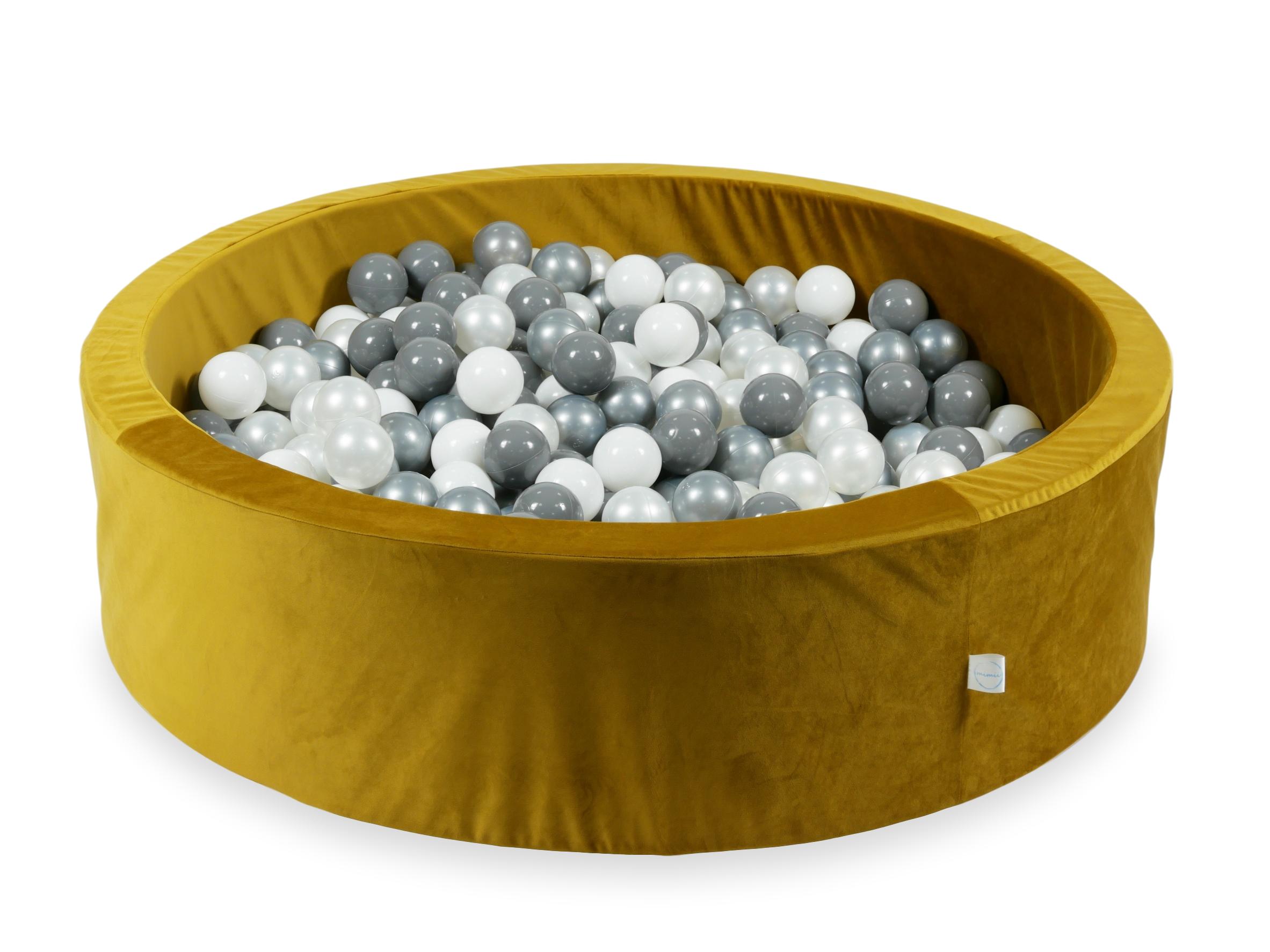 Ball pit with balls 110 × 30 cm velvet gold with 400 balls