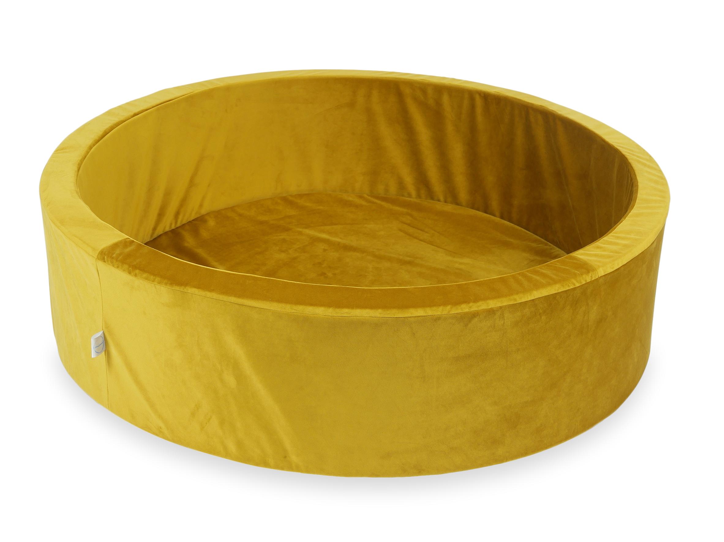Mimii Bällebad aus Samt in Gold – rund, 110 × 30 cm, ohne Bälle
