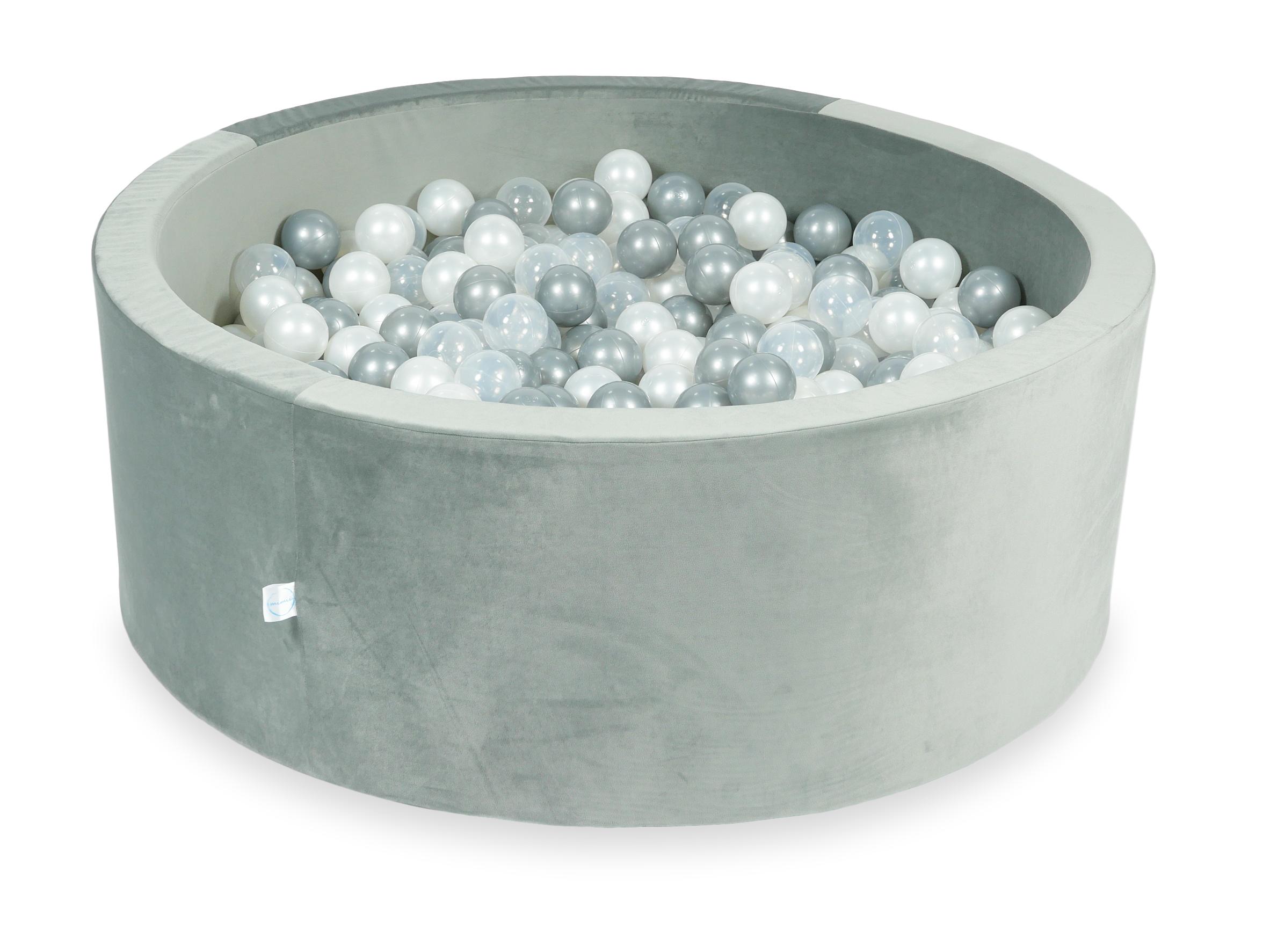 Ball pit with balls 110 × 40 cm velvet grey with 500 balls