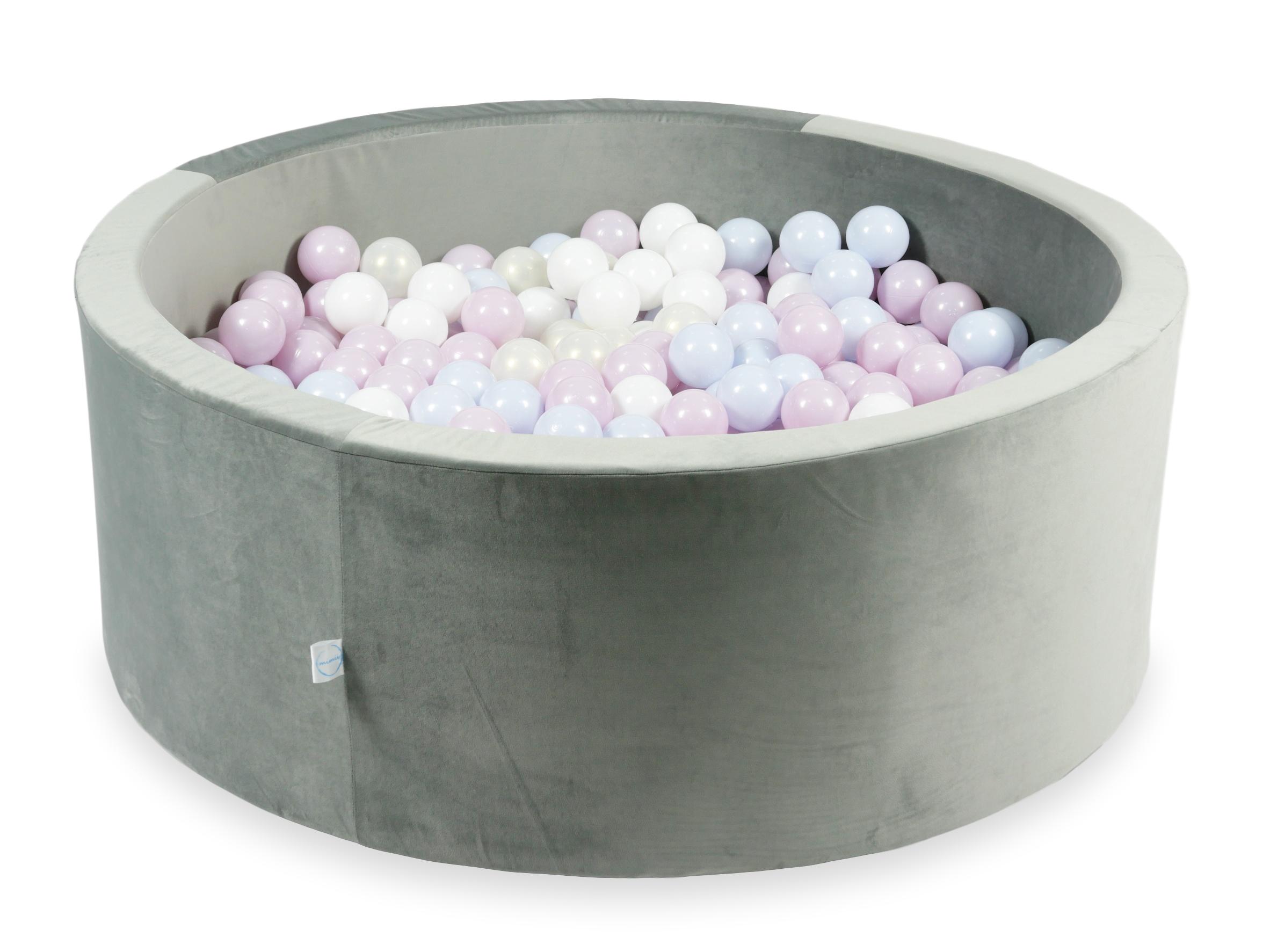 Ball pit with balls 110 × 40 cm velvet grey with 500 balls