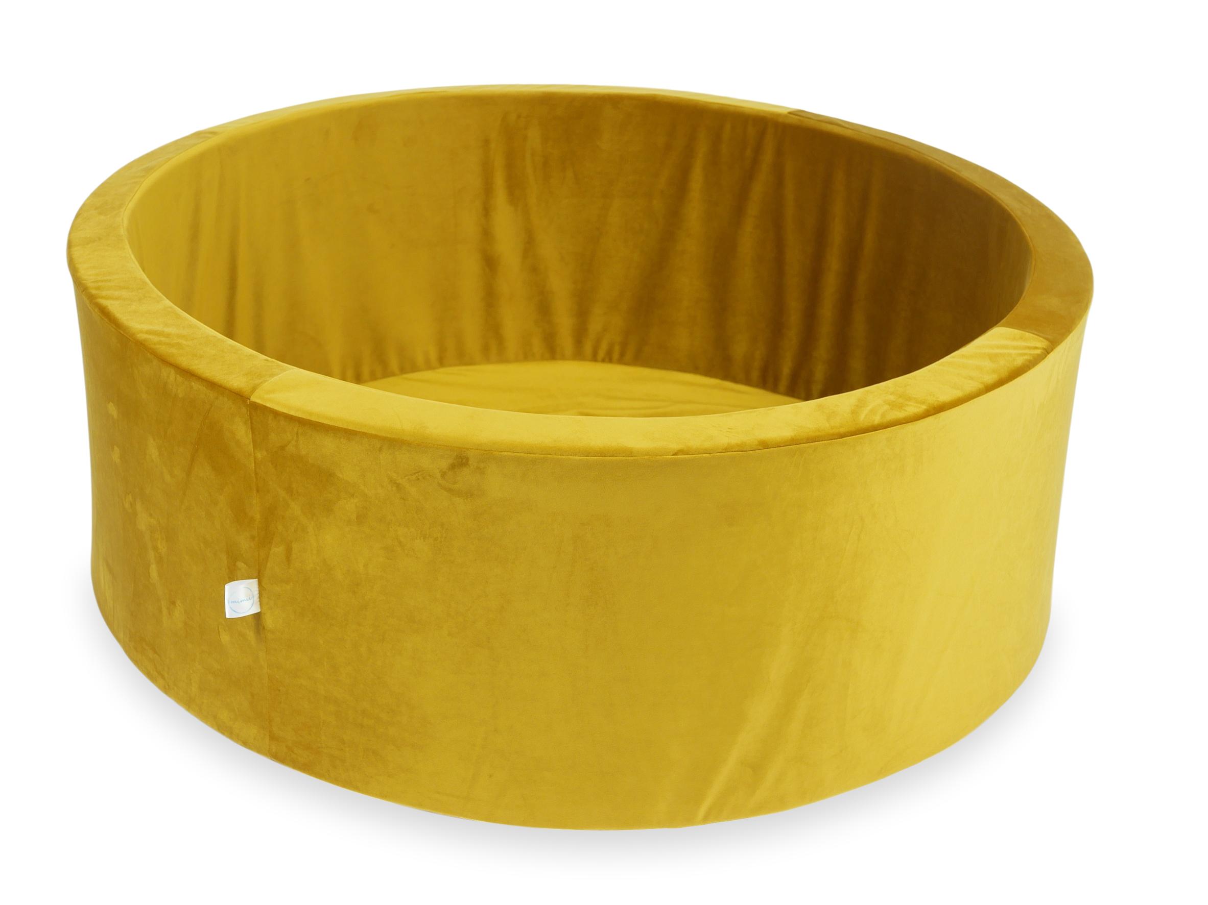 Mimii Bällebad aus Samt in Gold – rund, 110 × 40 cm, ohne Bälle