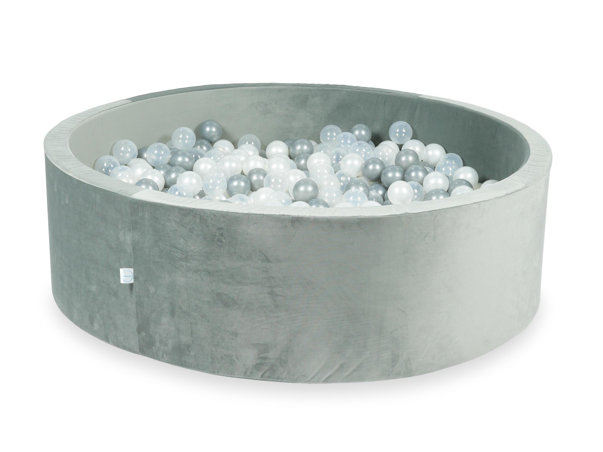 Ball pit with balls 130 × 40 cm velvet grey with 700 balls
