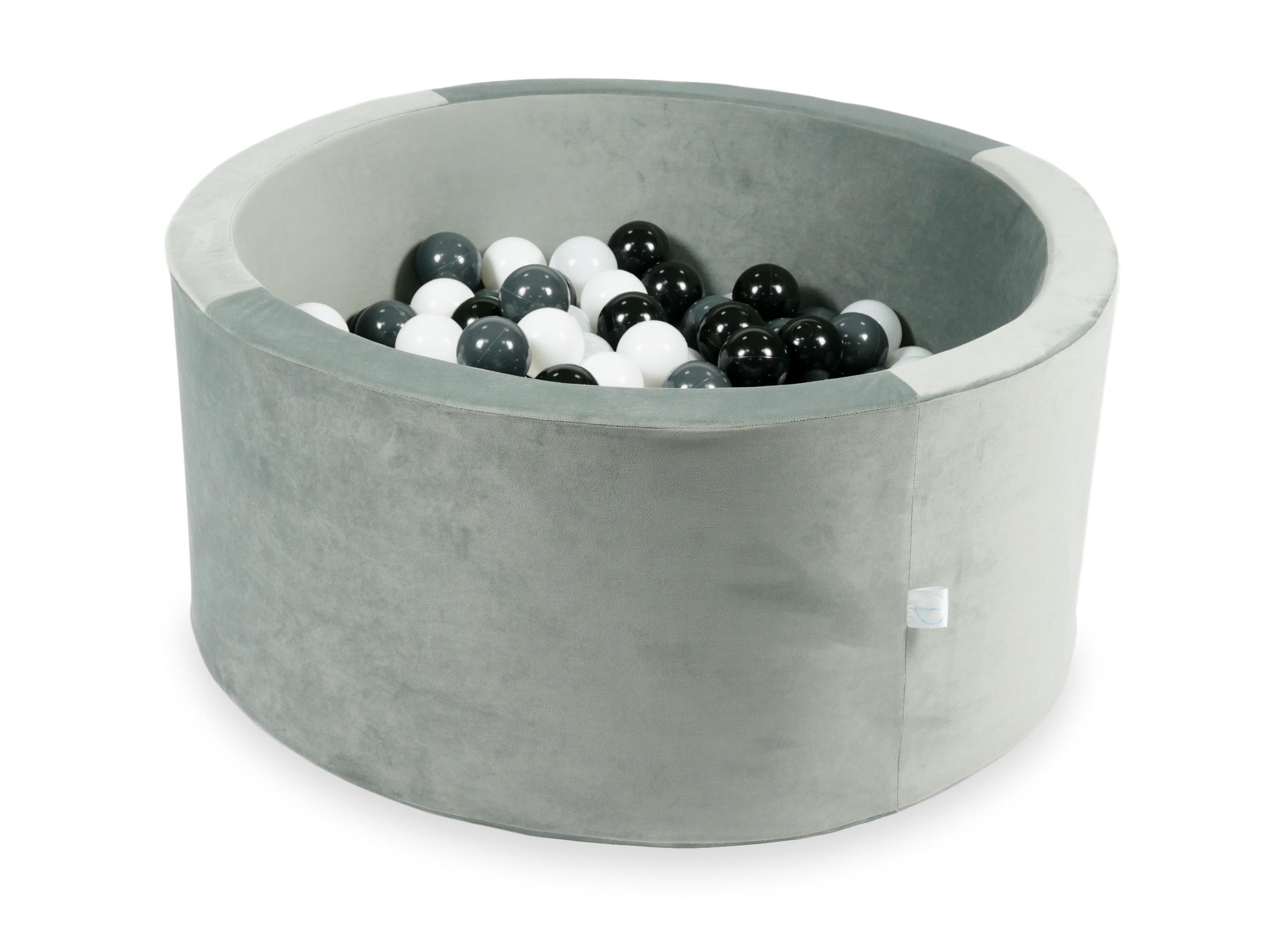 Ball pit with balls 90 × 40 cm velvet grey with 300 balls