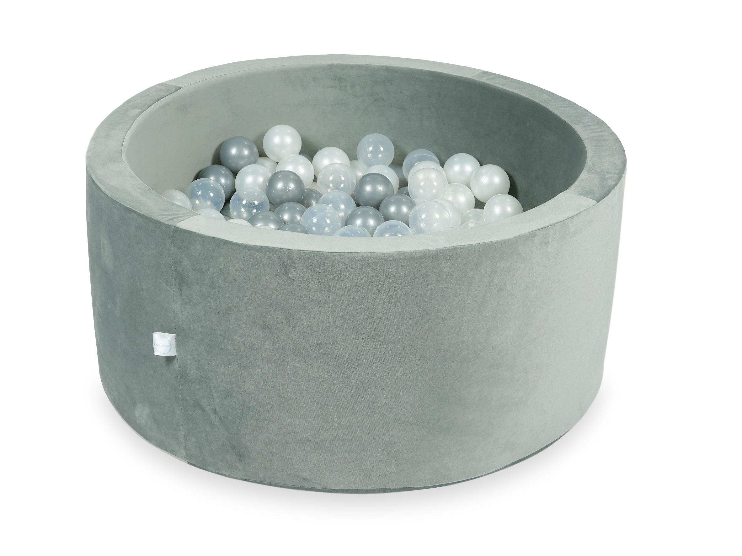 Ball pit with balls 90 × 40 cm velvet grey with 300 balls