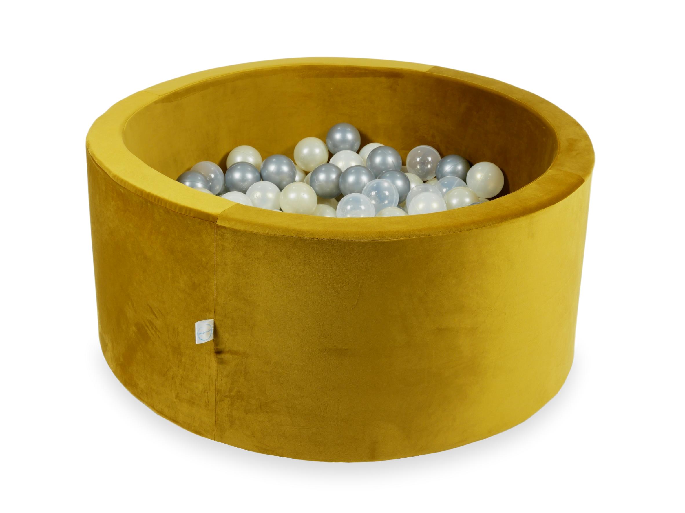 Ball pit with balls 90 × 40 cm velvet gold with 300 balls