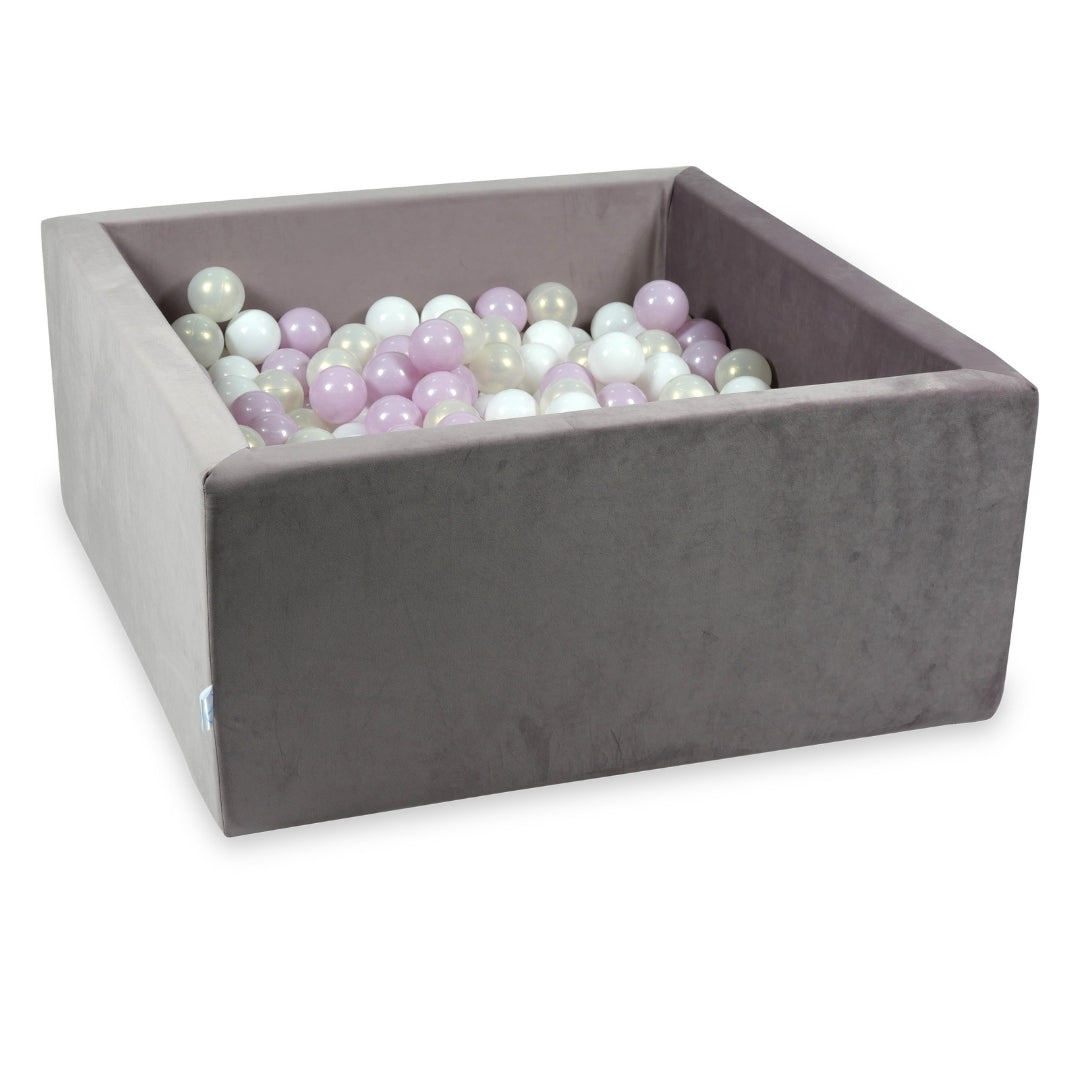 Square ball pit with balls 90 × 90 × 40 cm velvet lilac + 400 balls