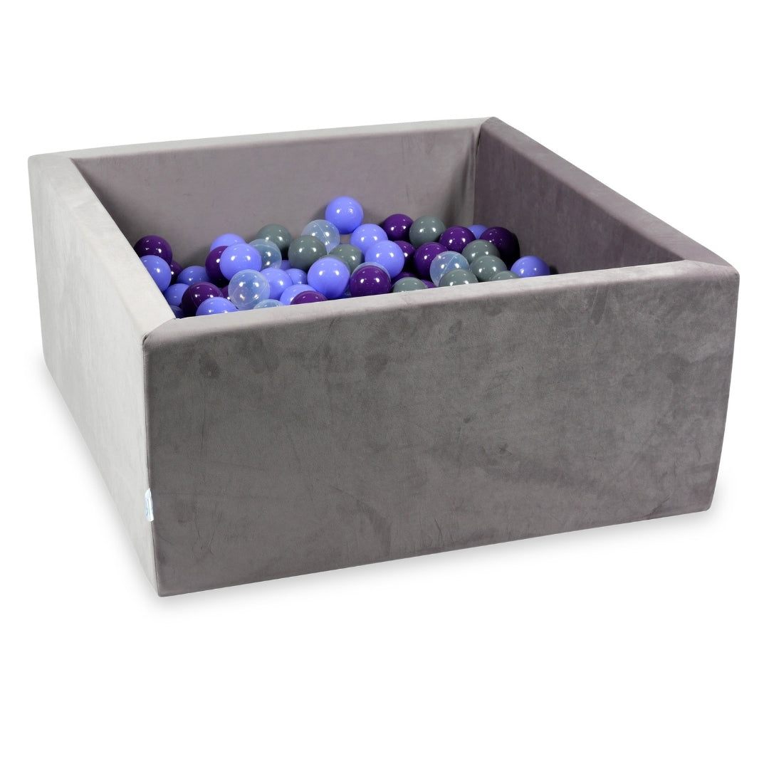 Square ball pit with balls 90 × 90 × 40 cm velvet lilac + 400 balls