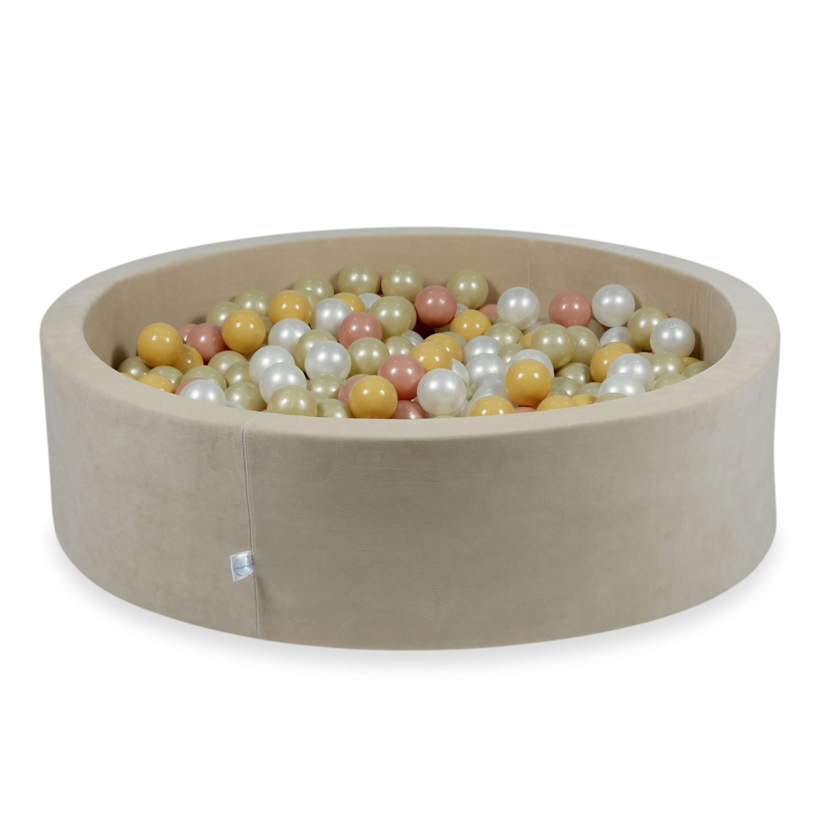 Ball pit with balls 110 × 30 cm Velvet Soft beige with 400 balls