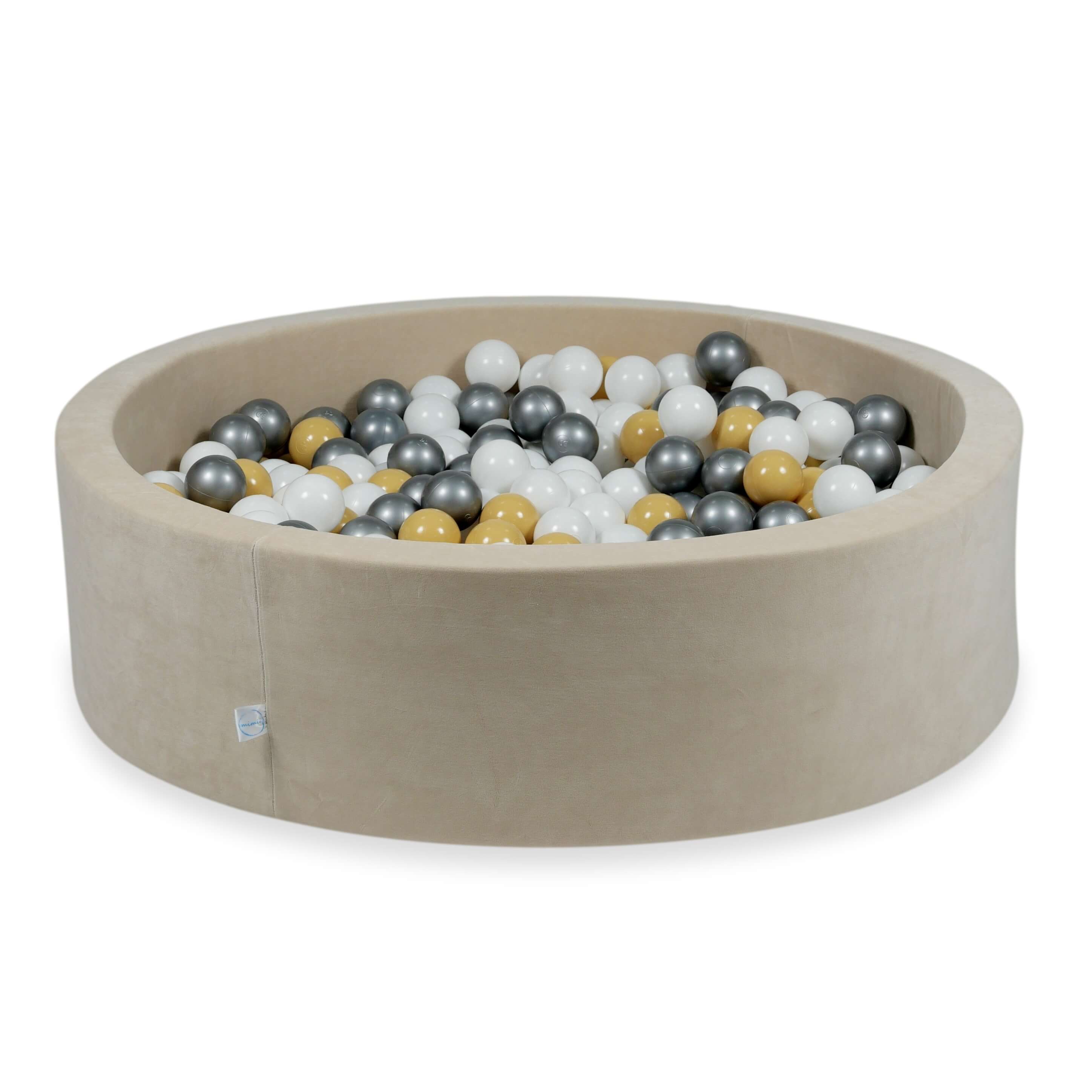 Ball pit with balls 110 × 30 cm Velvet Soft beige with 400 balls