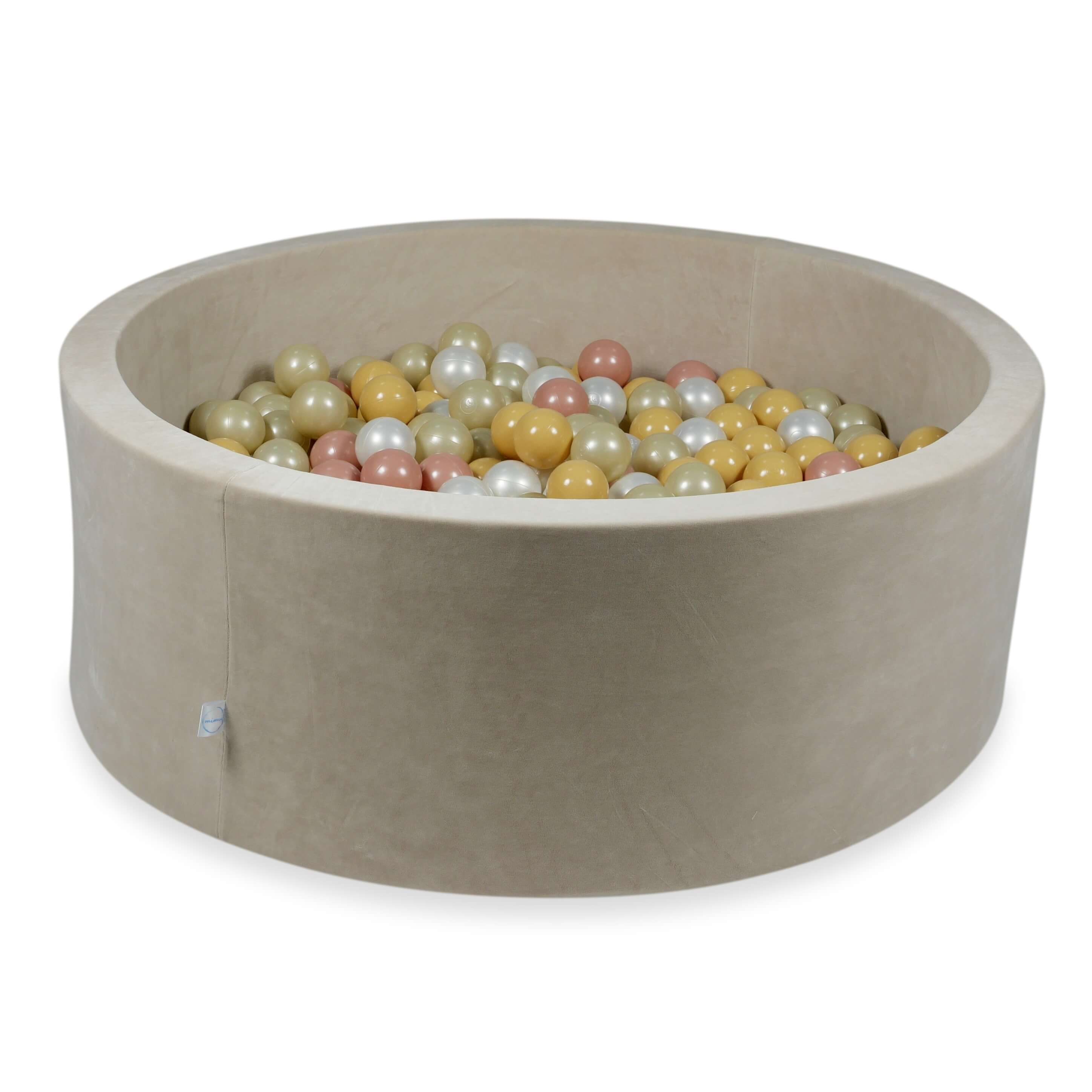 Ball pit with balls 110 × 40 cm Velvet Soft beige with 500 balls