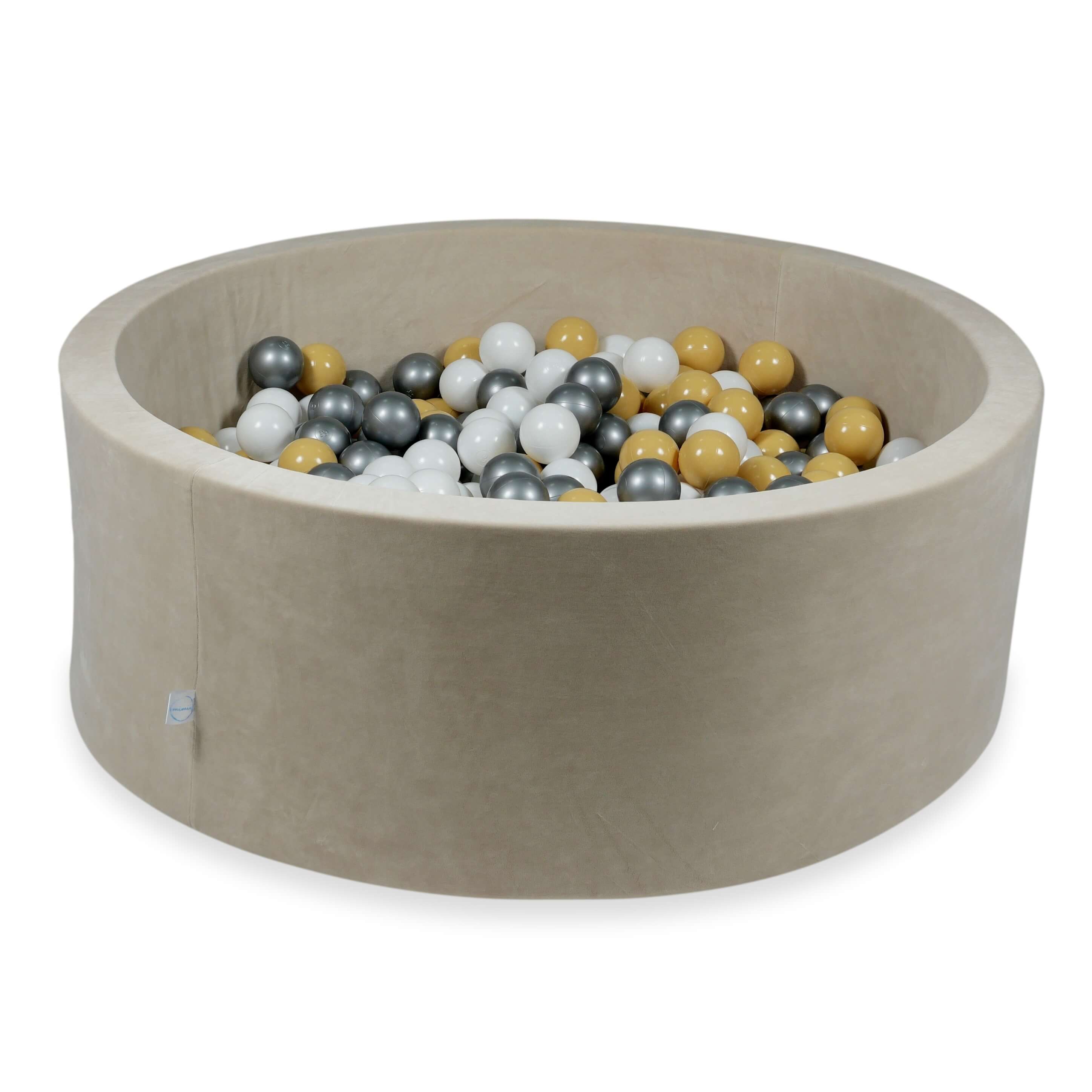 Ball pit with balls 110 × 40 cm Velvet Soft beige with 500 balls
