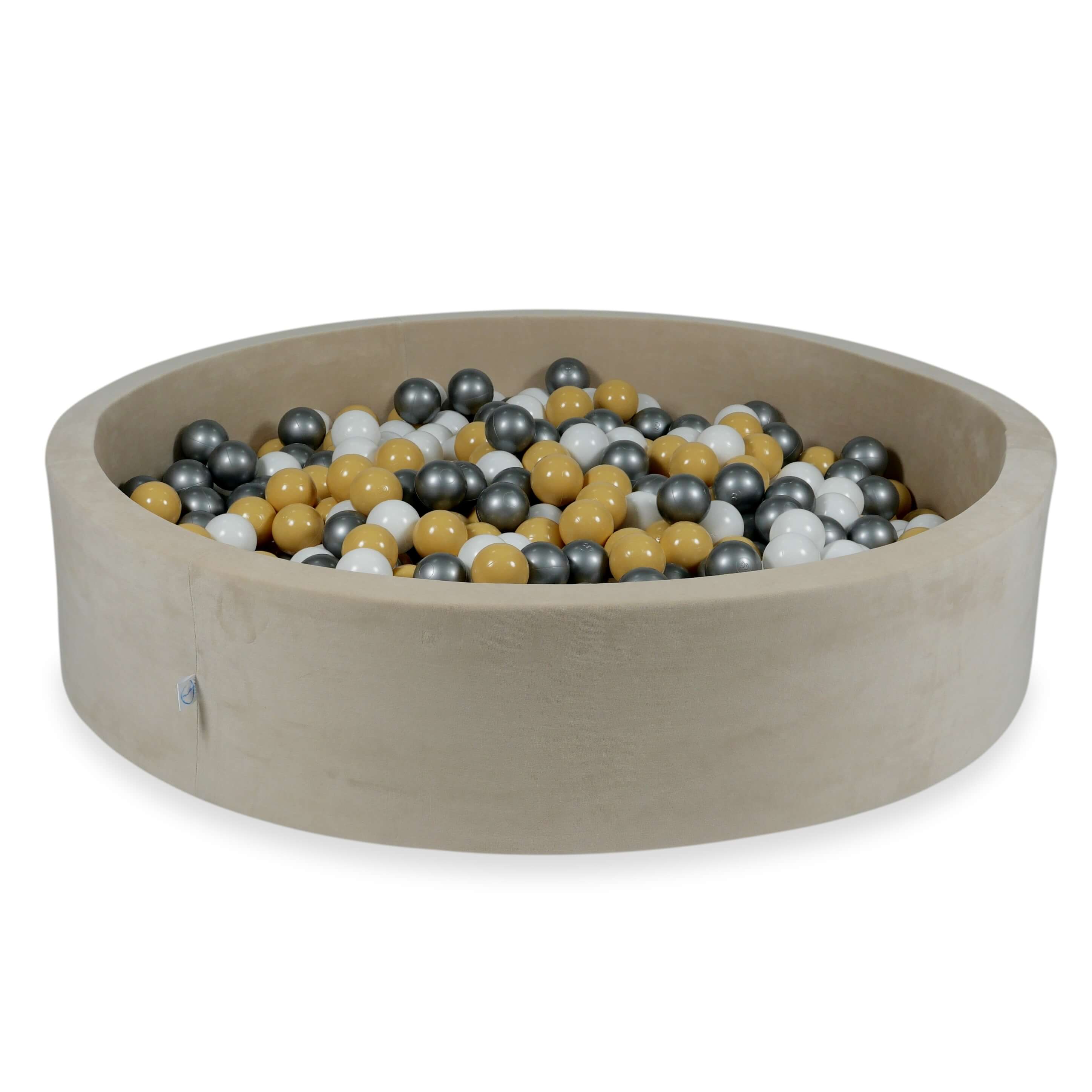 Ball pit with balls 130 × 30 cm Velvet Soft beige with 600 balls