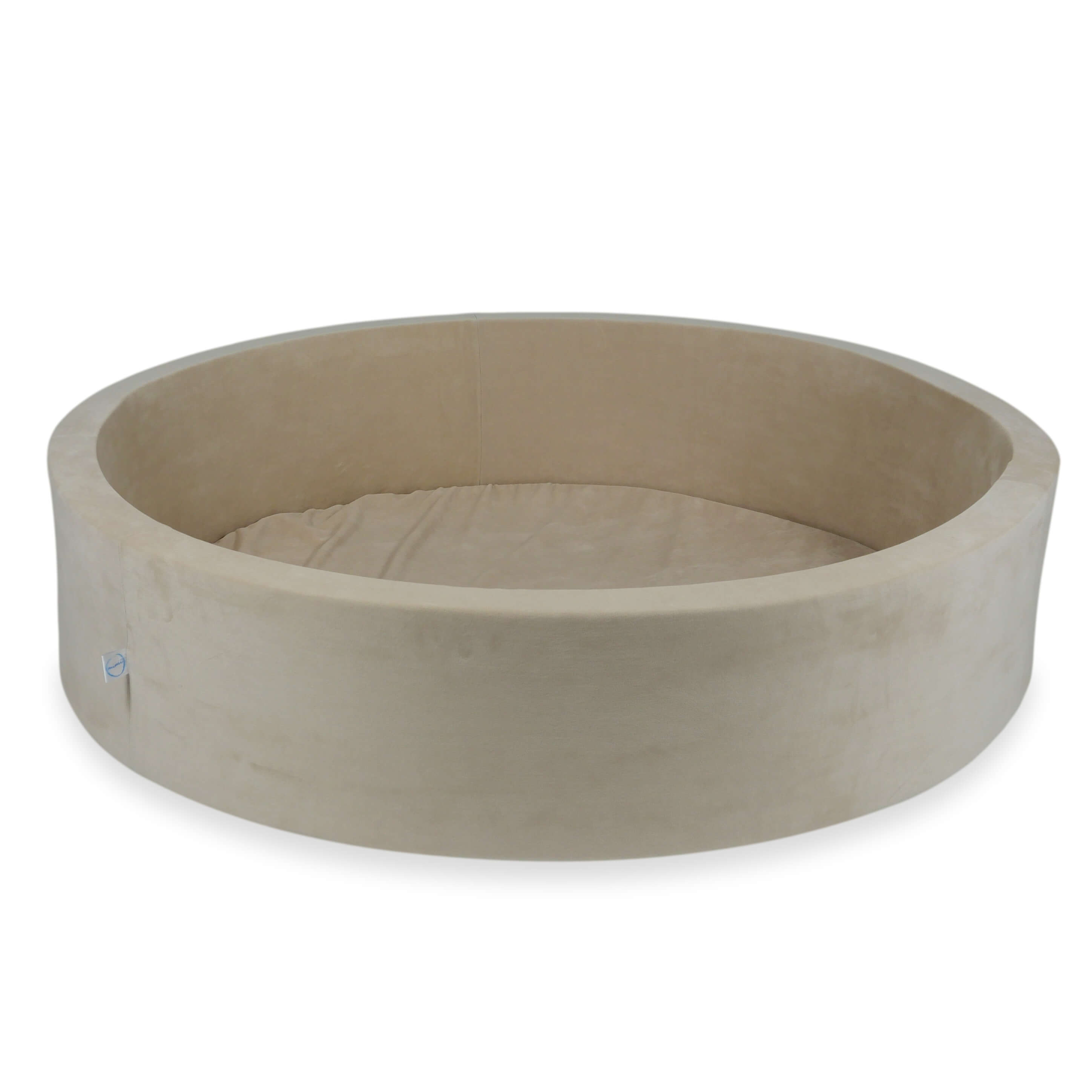 Mimii Bällebad aus Velvet Soft in Beige – rund, 130 × 30 cm, ohne Bälle