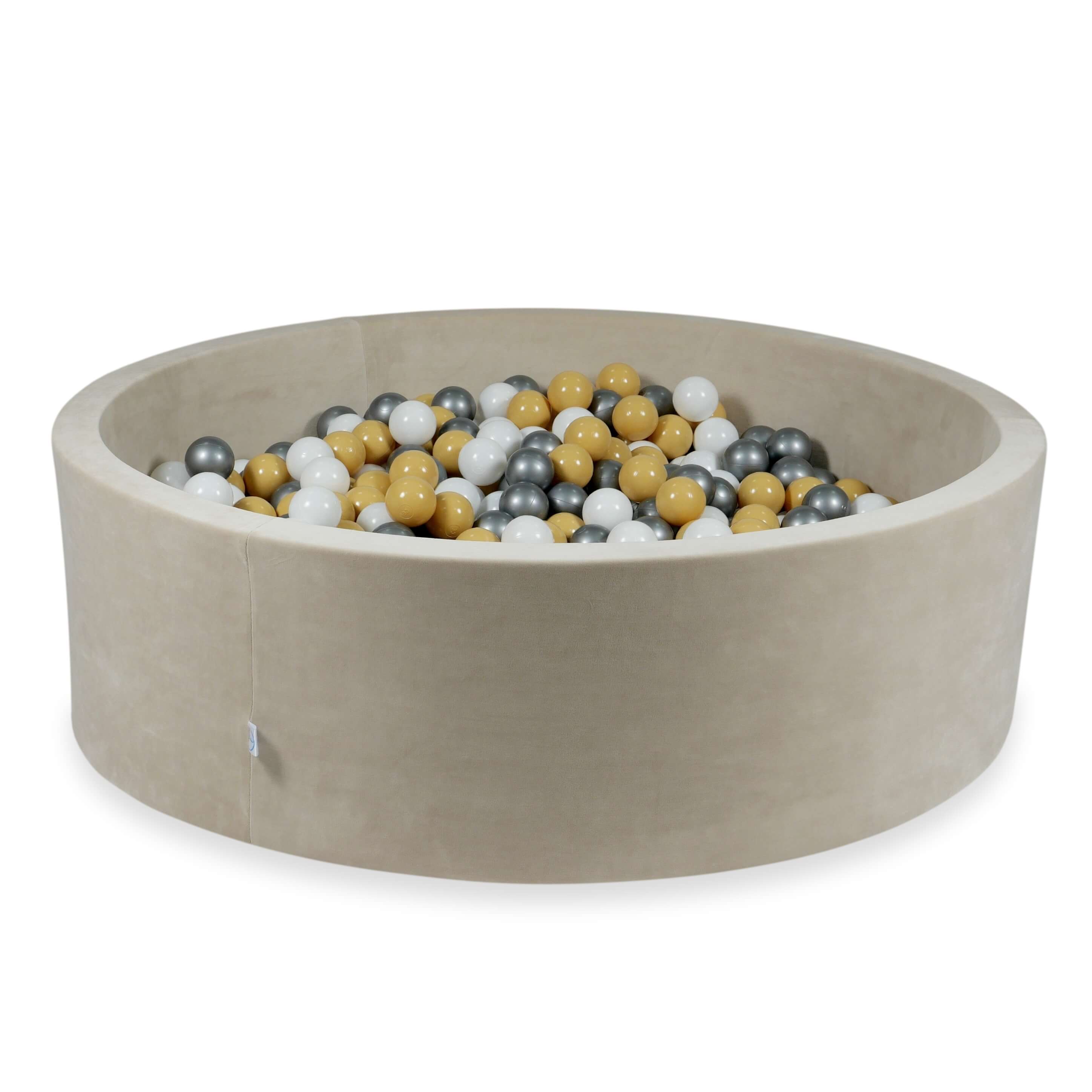 Ball pit with balls 130 × 40 cm Velvet Soft beige with 700 balls