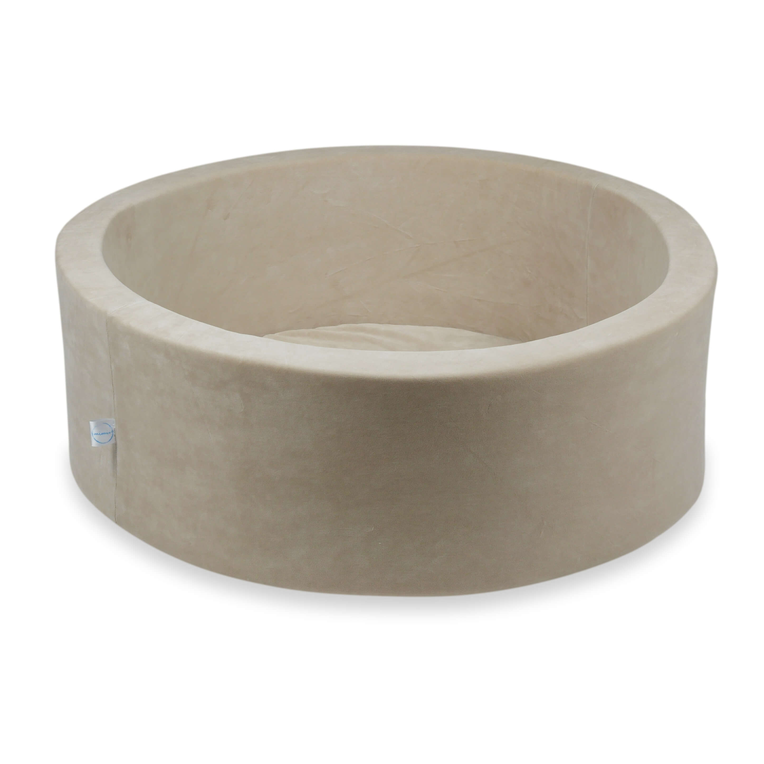 Mimii Bällebad aus Velvet Soft in Beige – rund, 90 × 30 cm, ohne Bälle