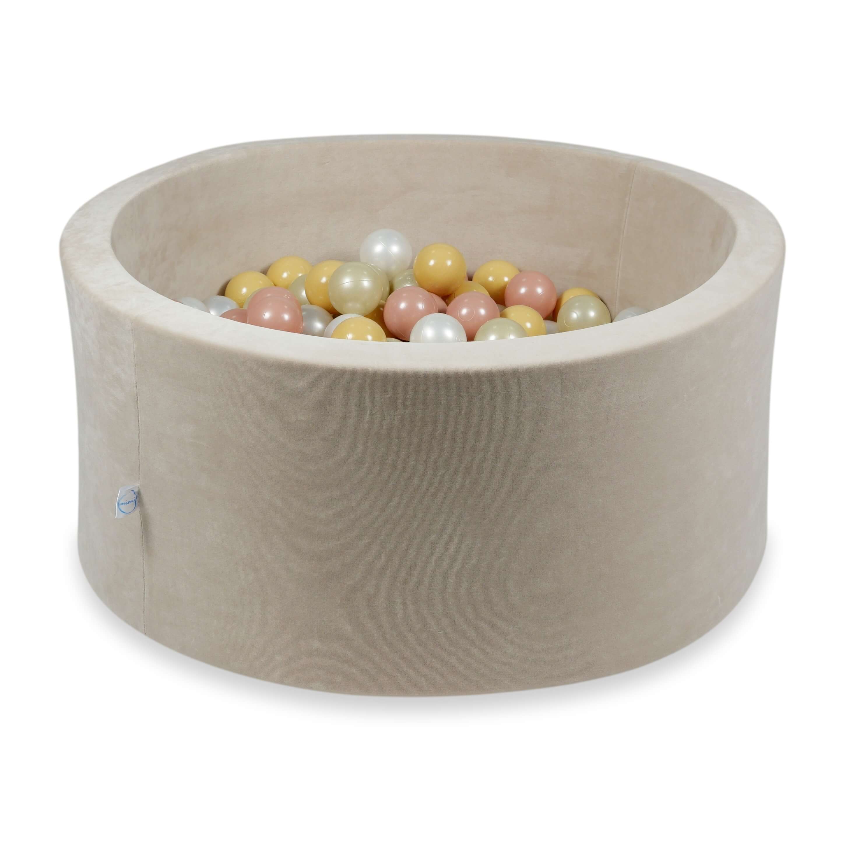 Ball pit with balls 90 × 40 cm Velvet Soft beige with 300 balls