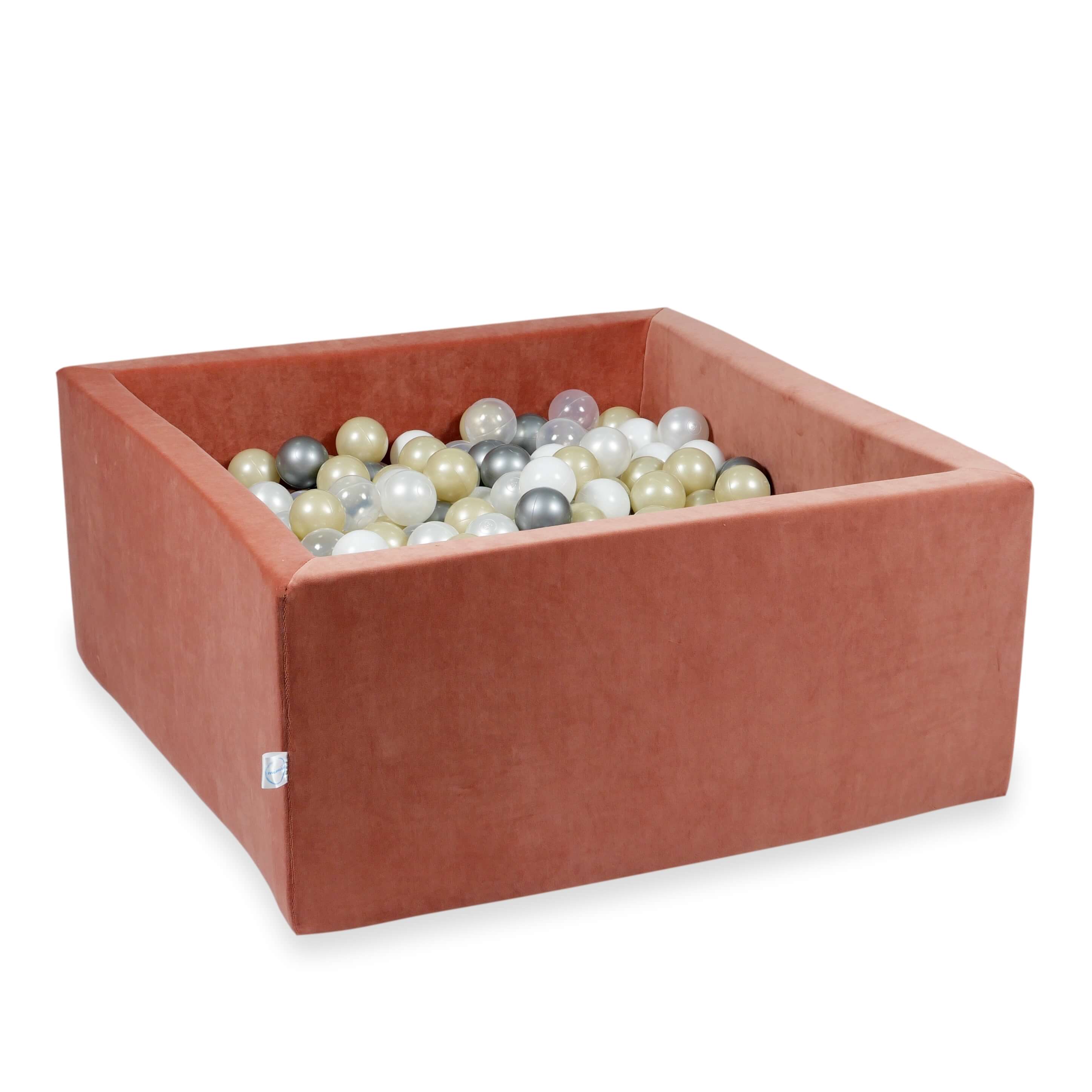 Square ball pit with balls 90 × 90 × 40 cm Velvet Soft + 400 balls