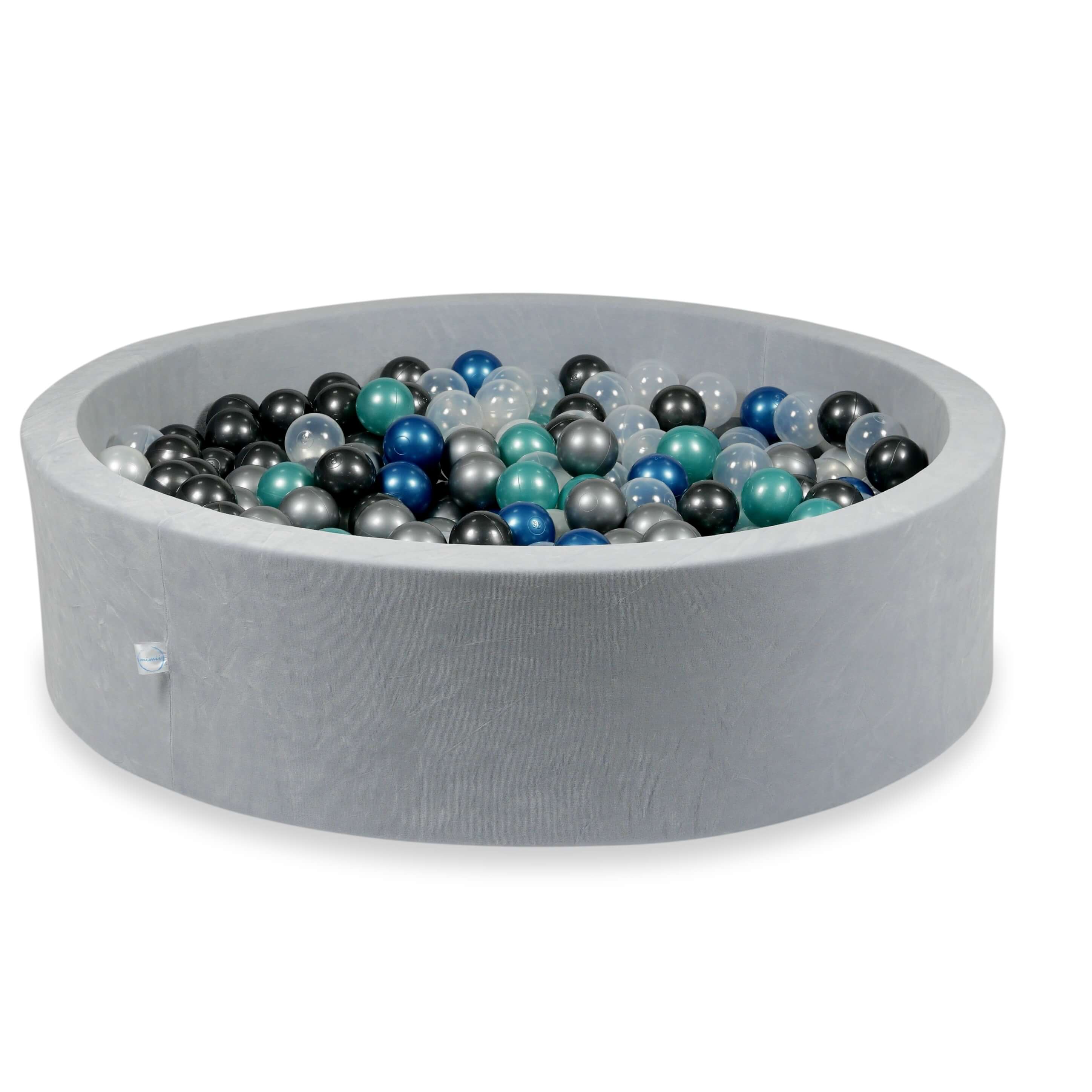 Ball pit with balls 110 × 30 cm Velvet Soft light grey with 400 balls