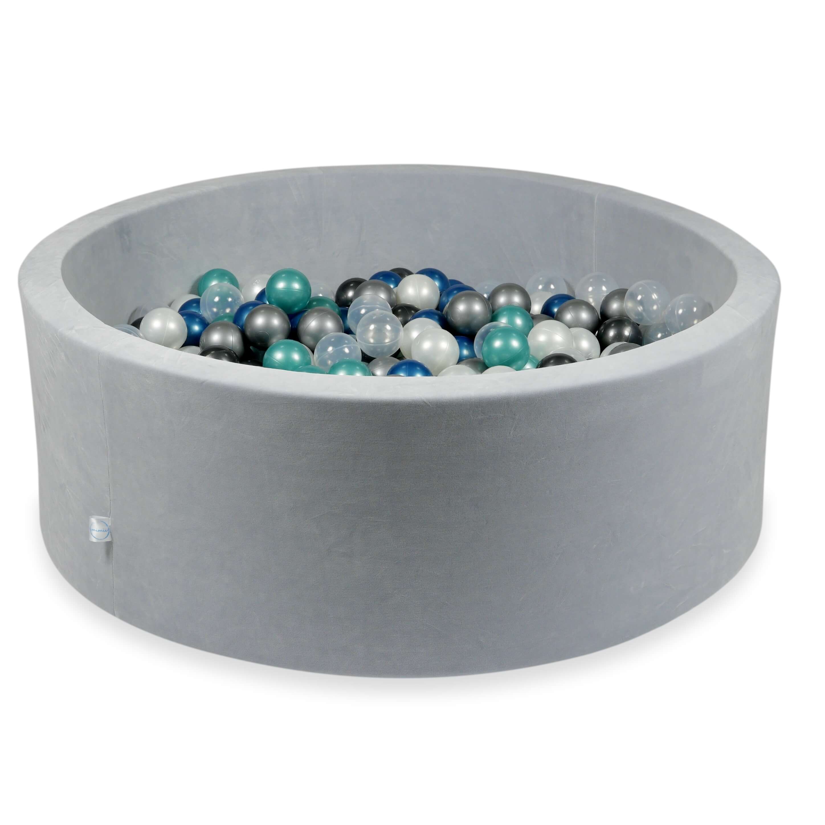 Ball pit with balls 110 × 40 cm Velvet Soft light grey with 500 balls