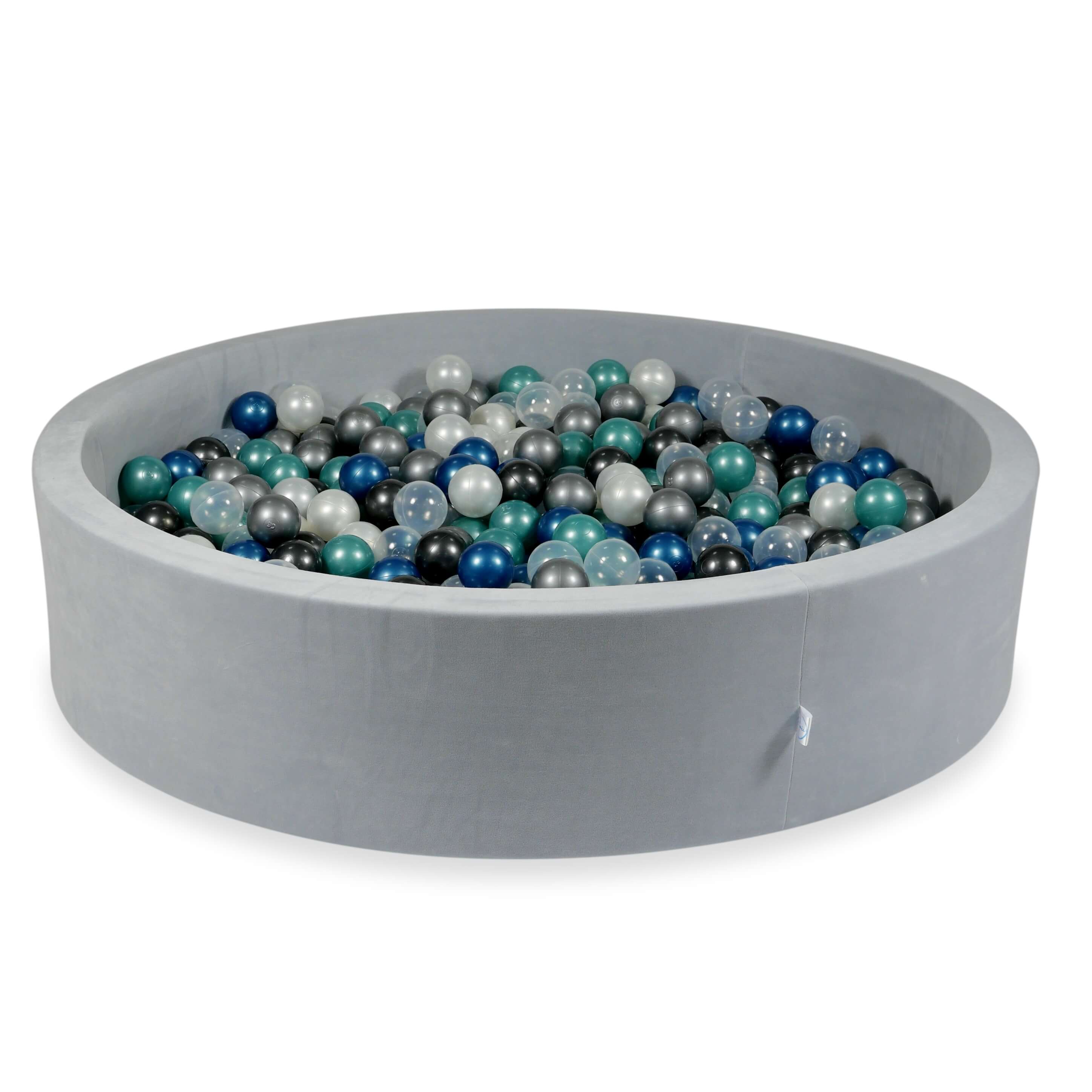 Ball pit with balls 130 × 30 cm Velvet Soft light grey with 600 balls