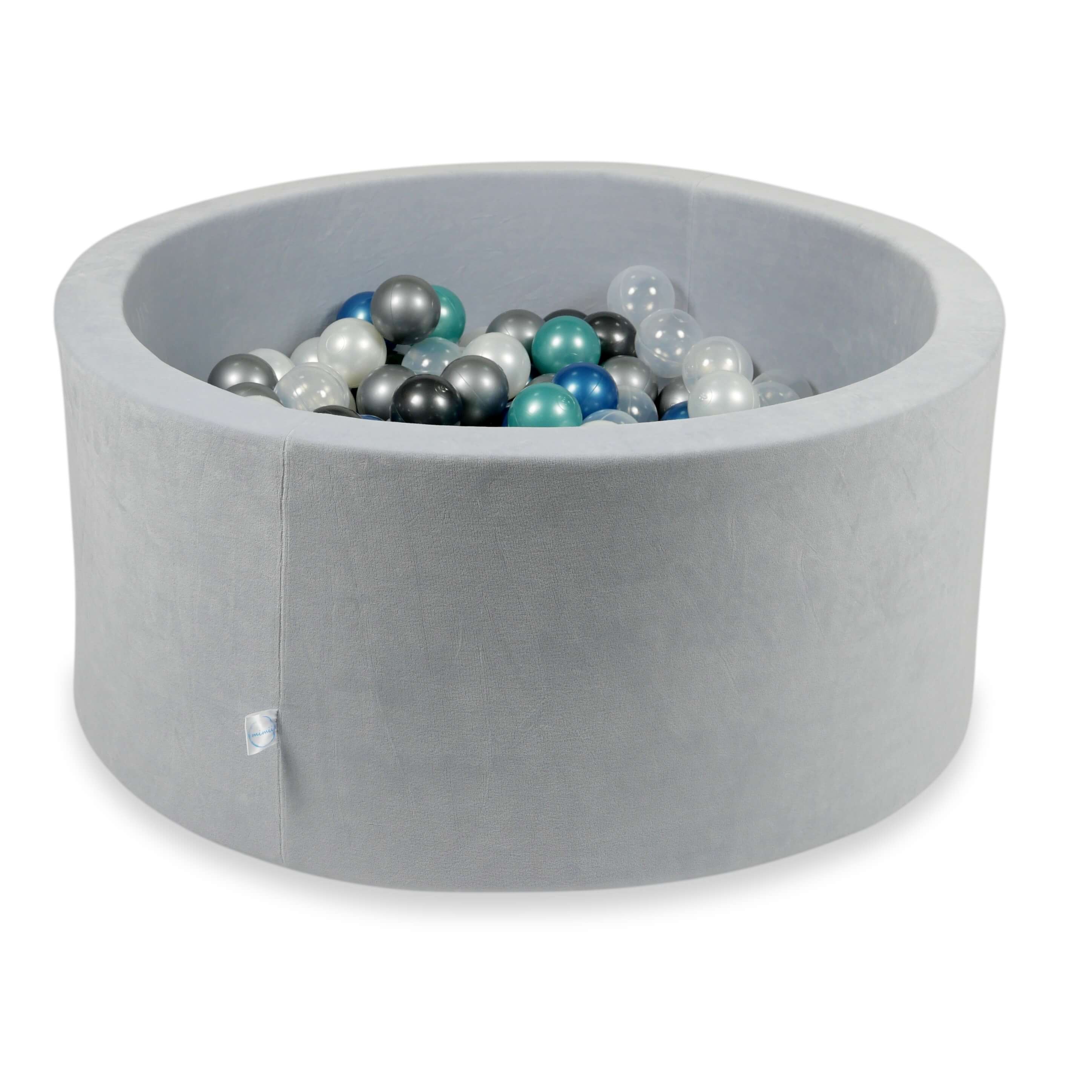 Ball pit with balls 90 × 40 cm Velvet Soft light grey with 300 balls