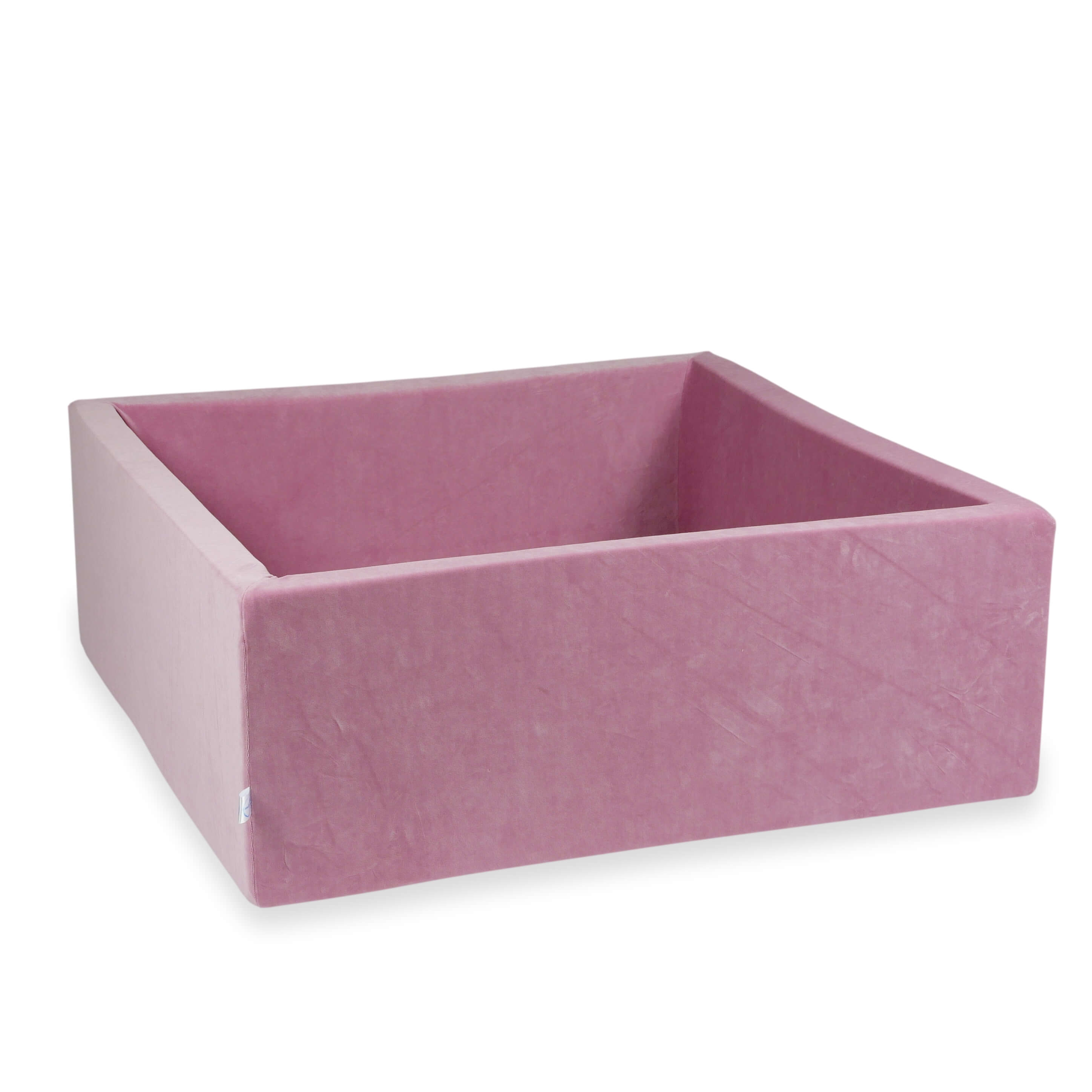 Square ball pit 110 × 110 × 40 cm Velvet Soft pink without balls