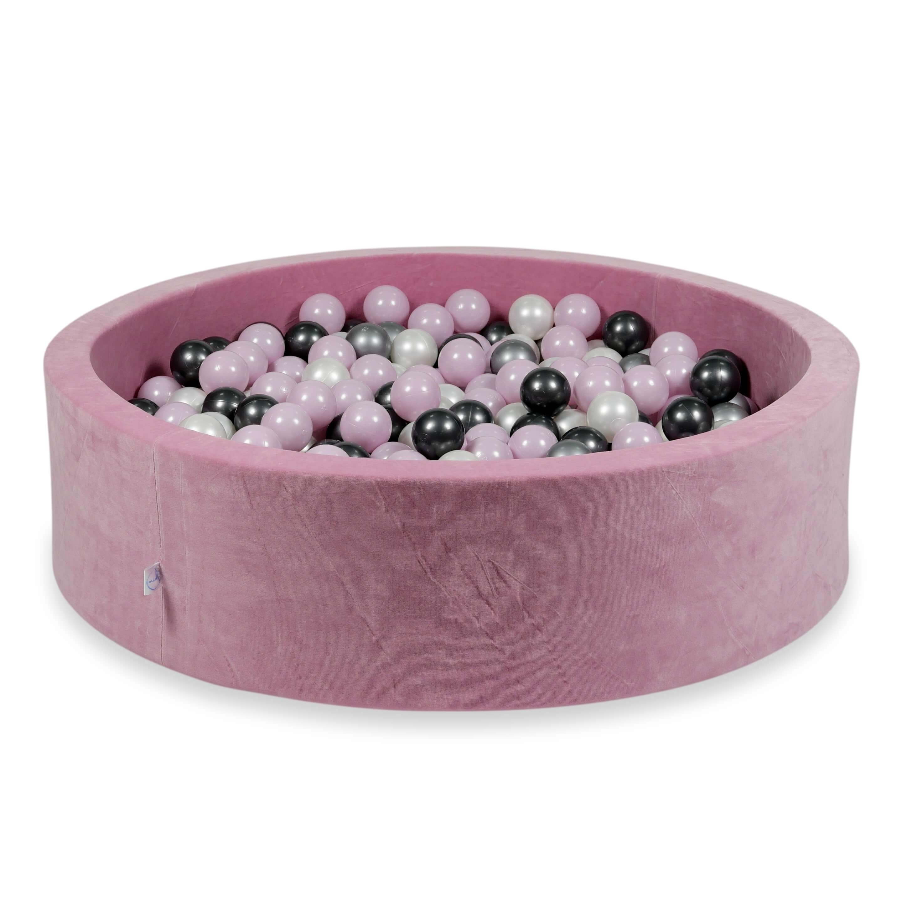 Ball pit with balls 110 × 30 cm Velvet Soft pink with 400 balls