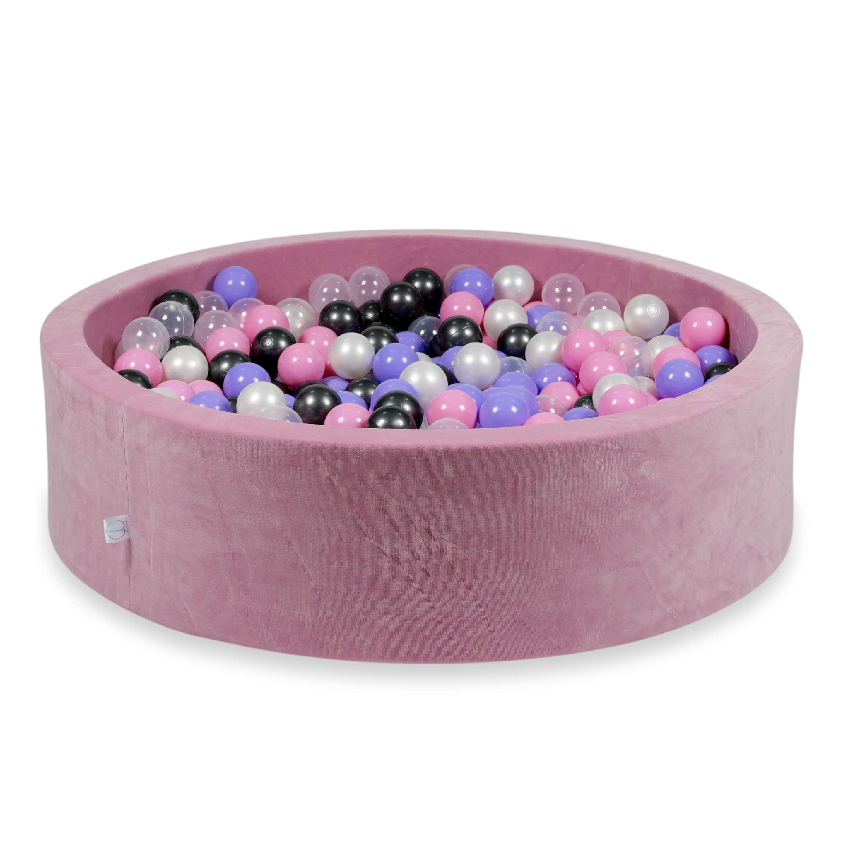 Ball pit with balls 110 × 30 cm Velvet Soft pink with 400 balls
