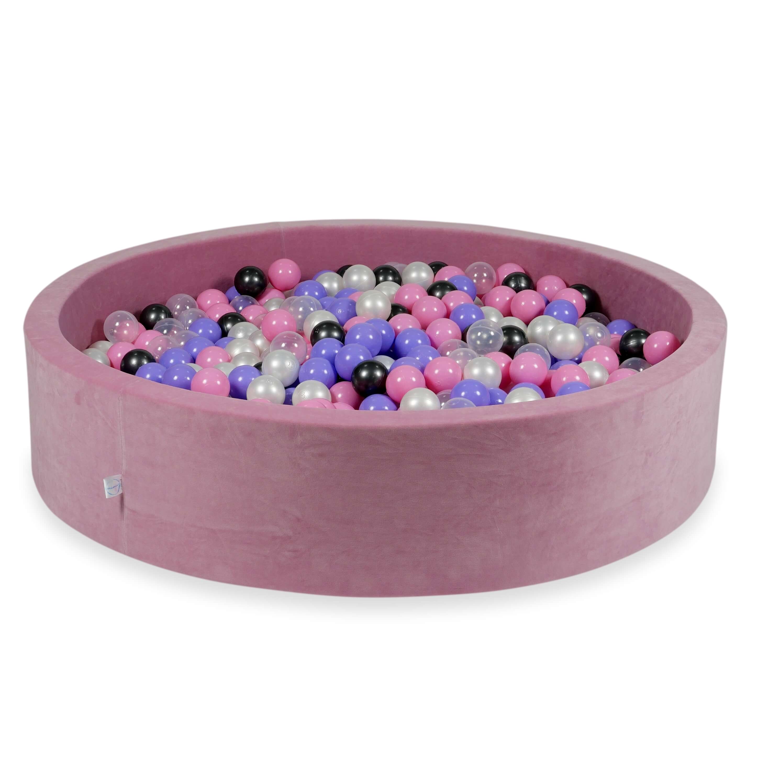 Ball pit with balls 130 × 30 cm Velvet Soft pink with 600 balls