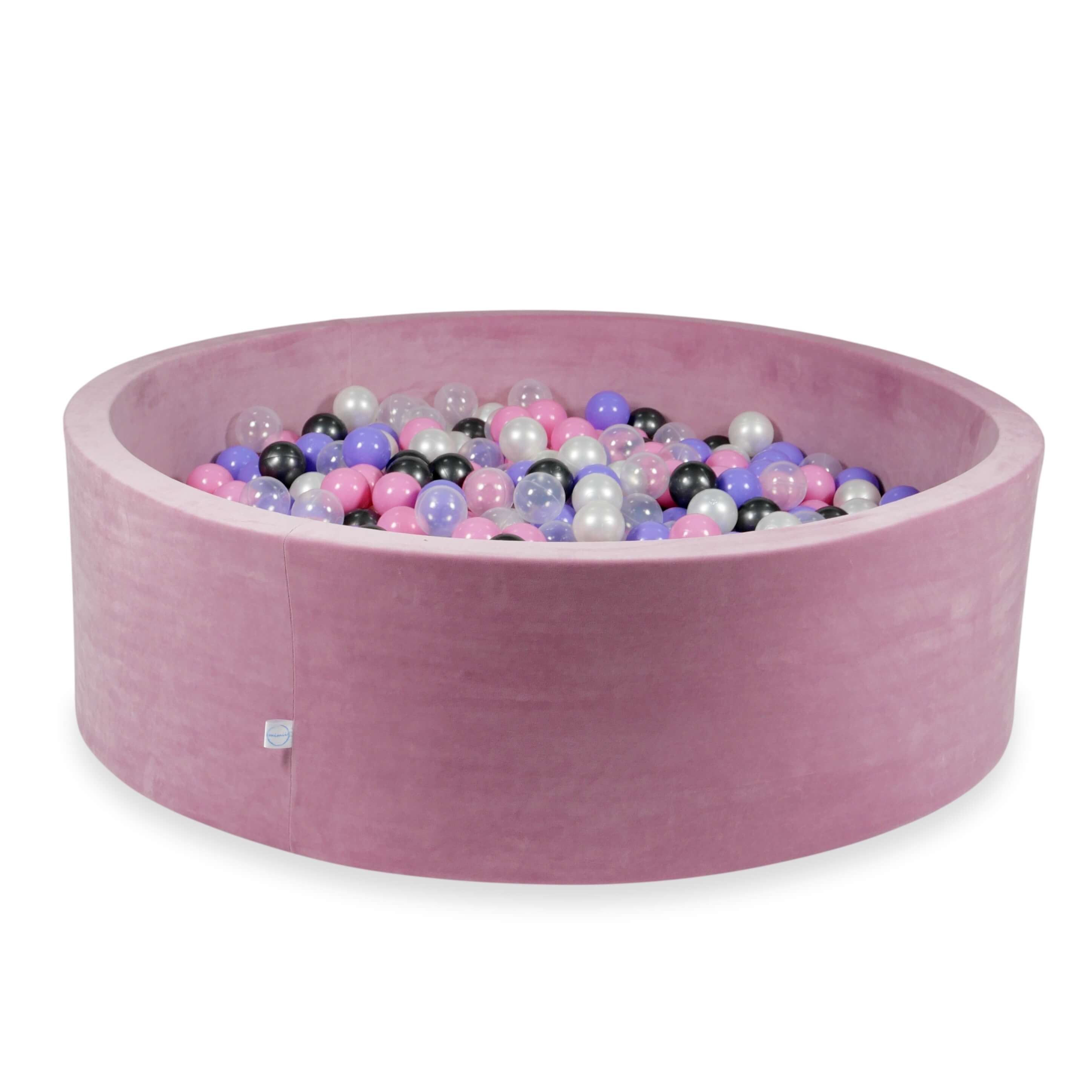 Ball pit with balls 130 × 40 cm Velvet Soft pink with 700 balls