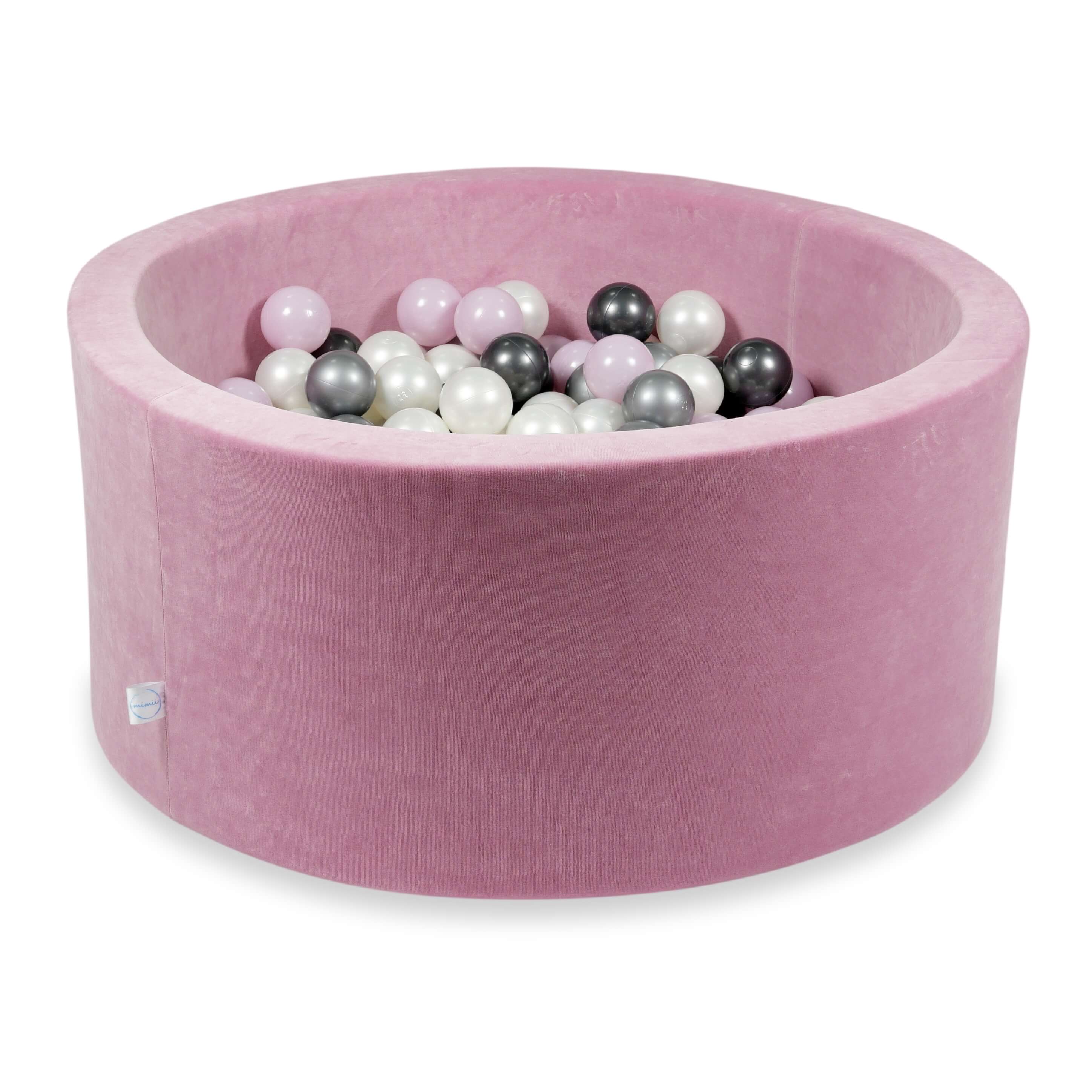 Ball pit with balls 90 × 40 cm Velvet Soft pink with 300 balls