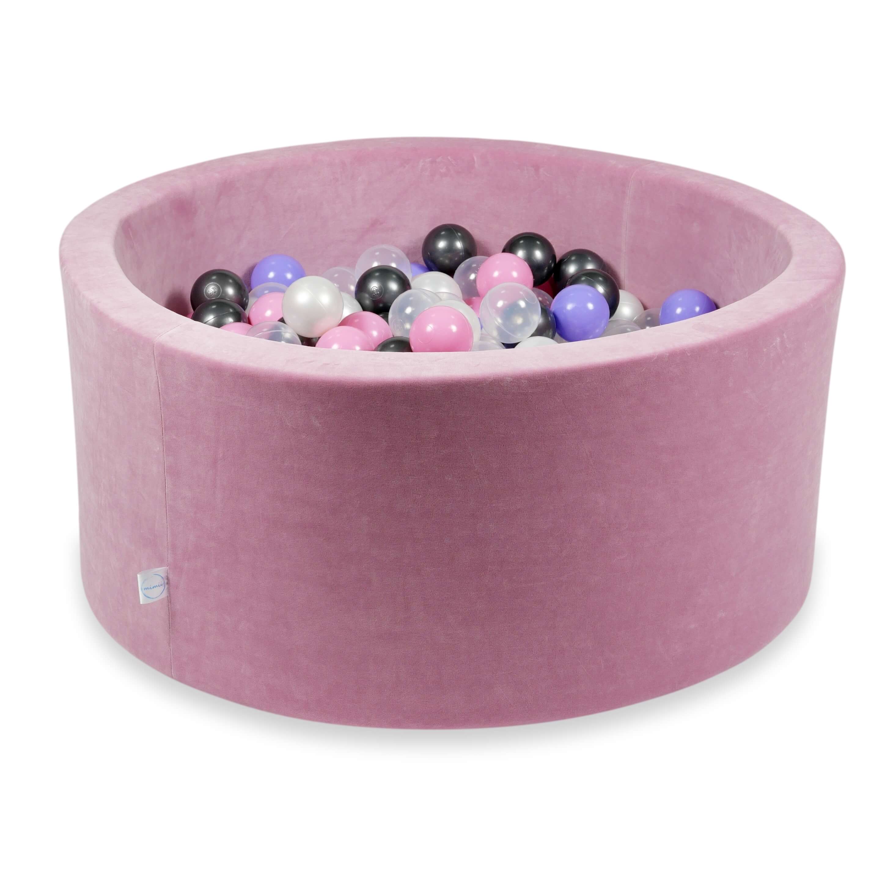Ball pit with balls 90 × 40 cm Velvet Soft pink with 300 balls