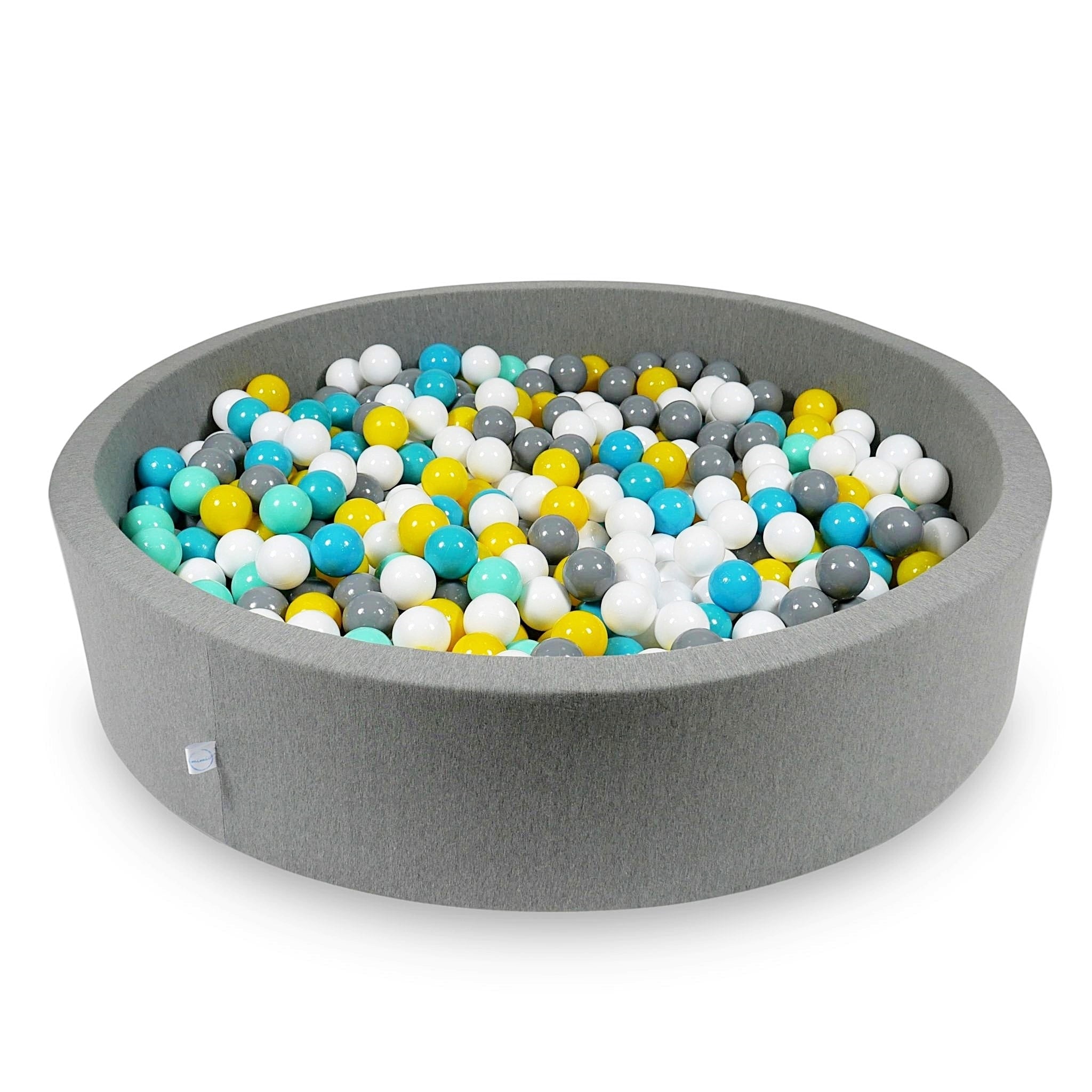Mimii Bällebad in Grau – rund, 130 × 30 cm, mit 600 Bällen