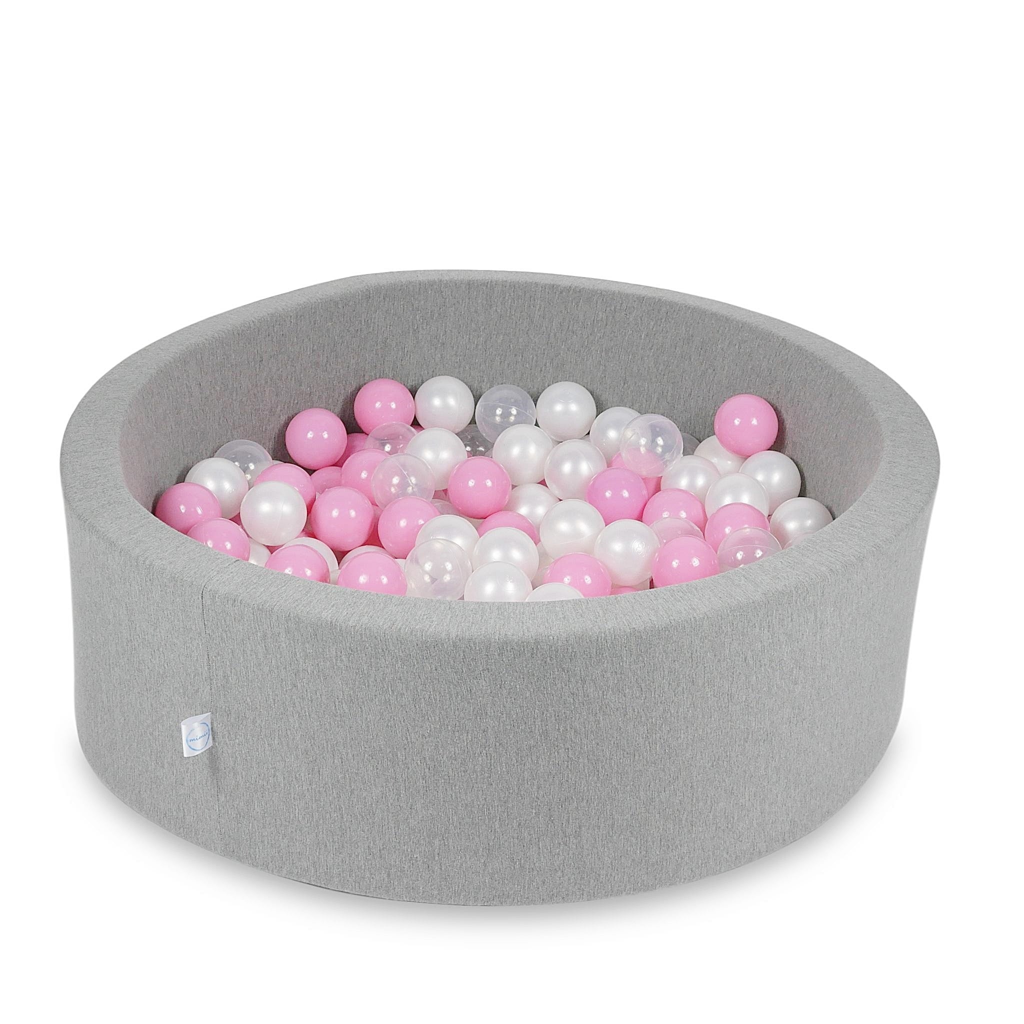 Mimii Bällebad in Grau – rund, 90 × 30 cm, mit 200 Bällen