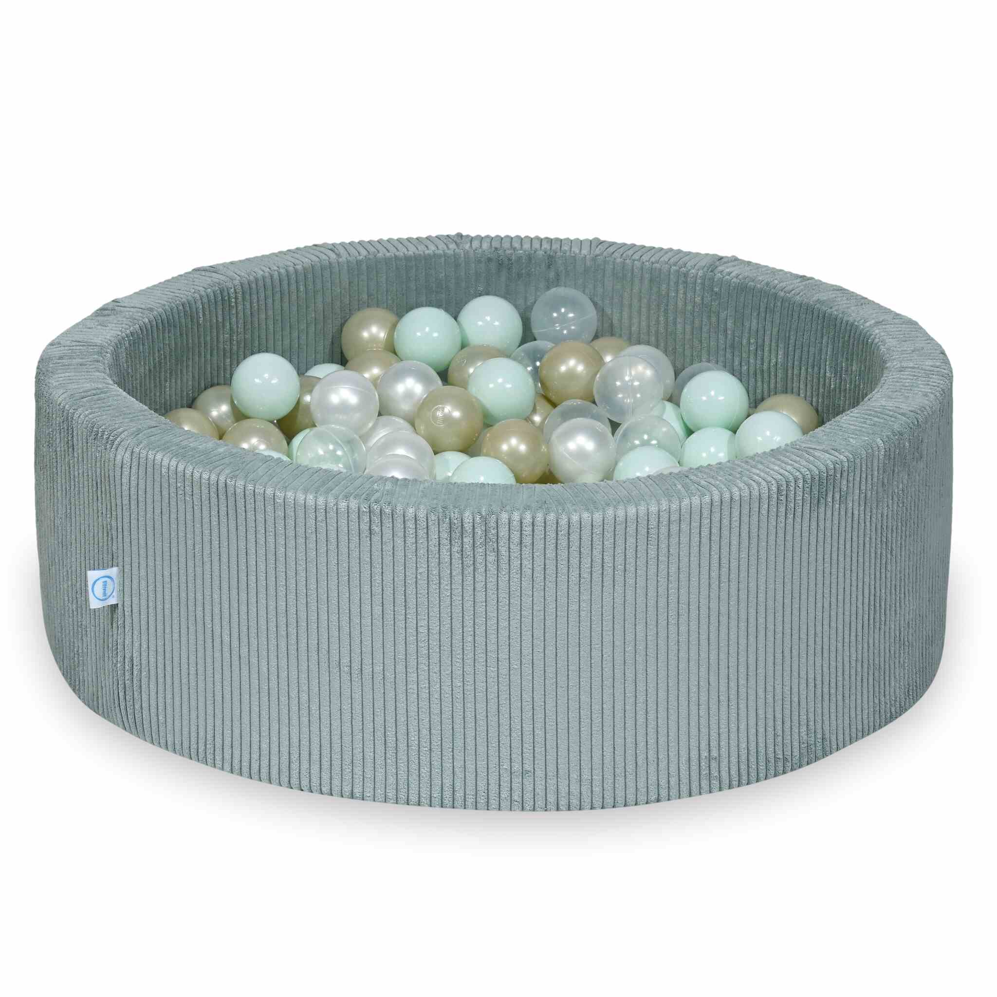 Basen z kulkami sztruks jasnomiętowy 90x30 cm z 200 piłkami