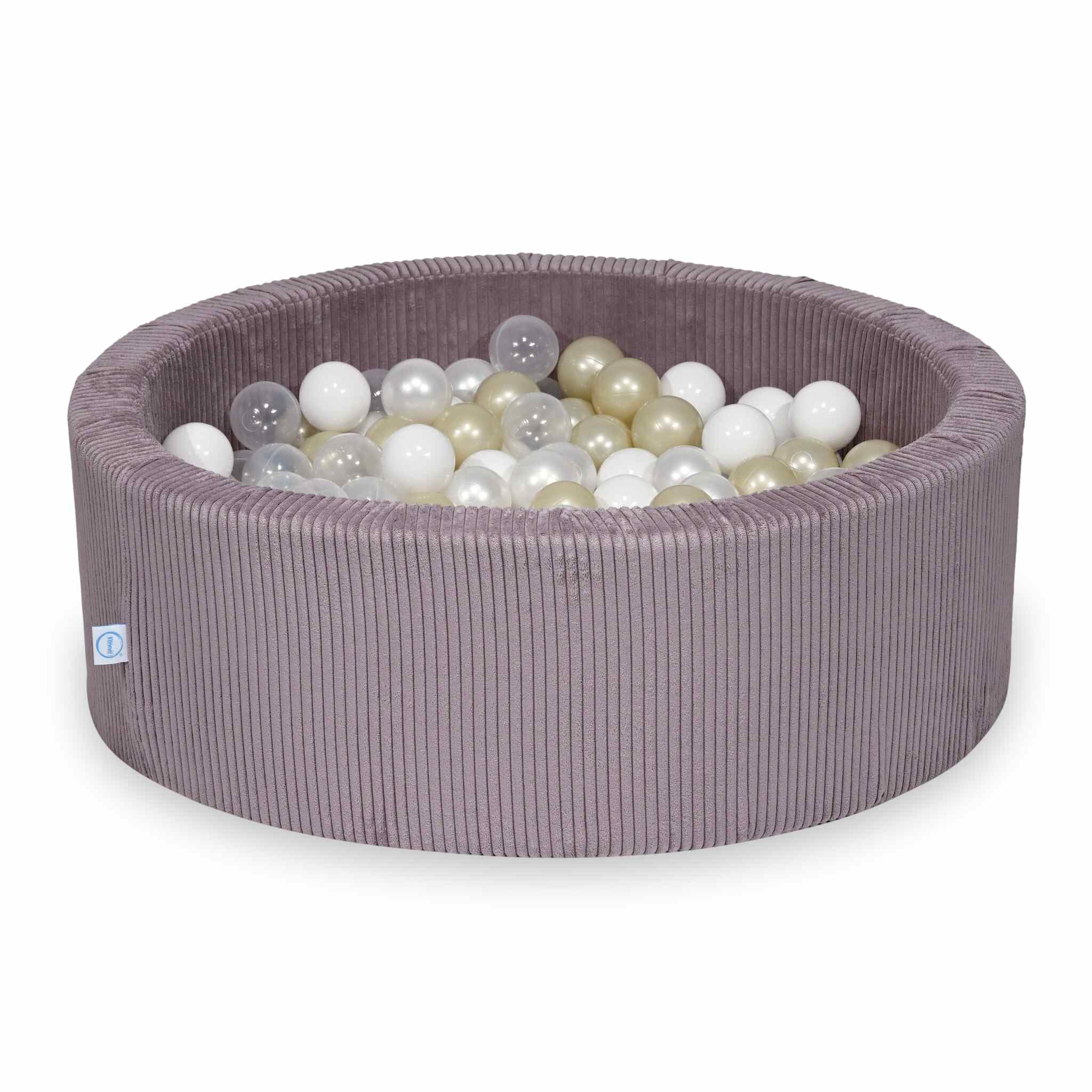 Mimii Bällebad aus Cord in Lavendel – rund, 90 × 30 cm, mit 200 Bällen